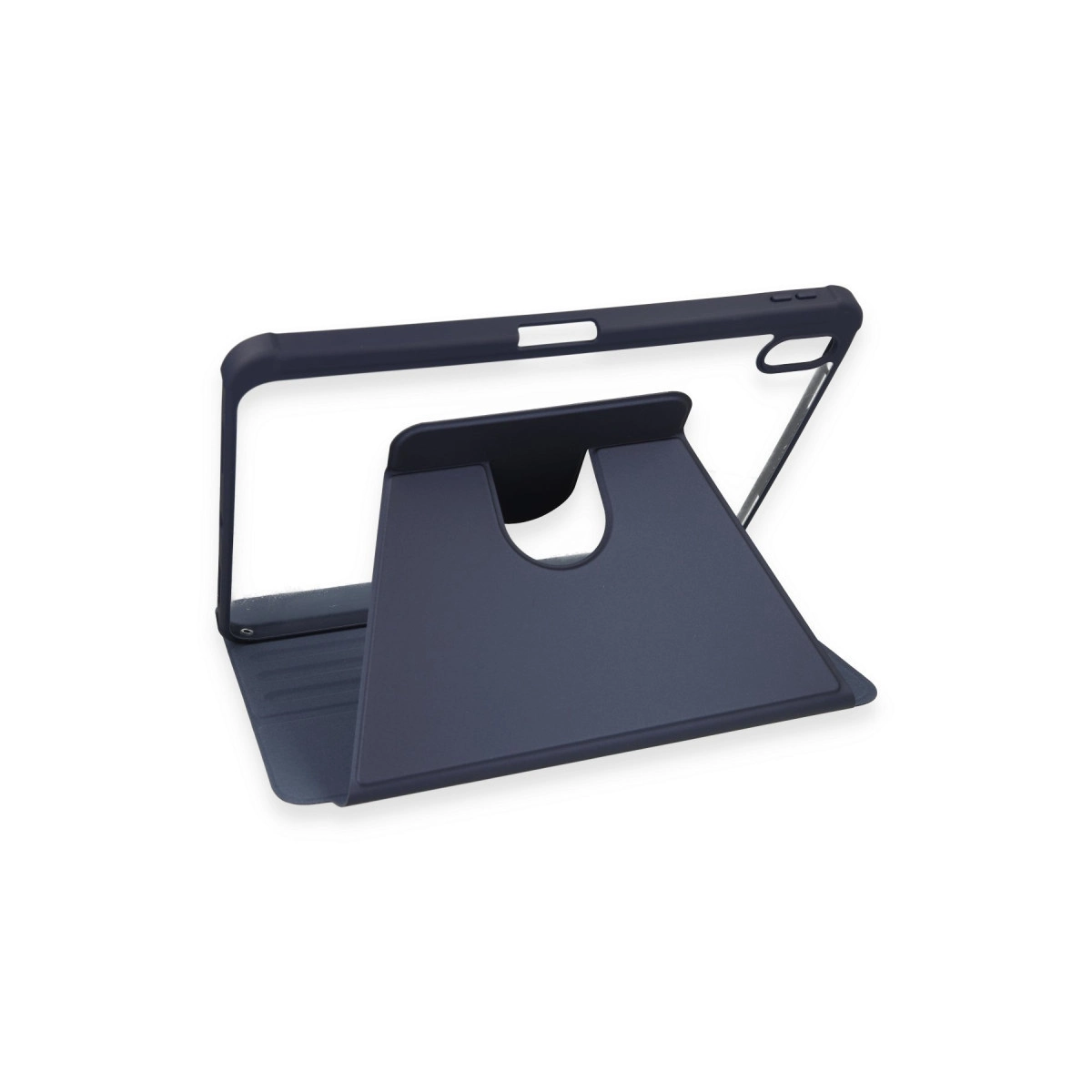Tablet için kesikli koyu mavi tablet standı.