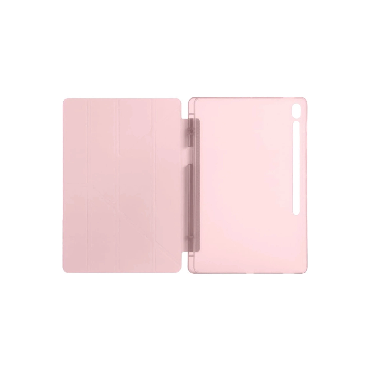 Açık pembe tablet kılıfı, stilüs yuvasını gösteriyor.