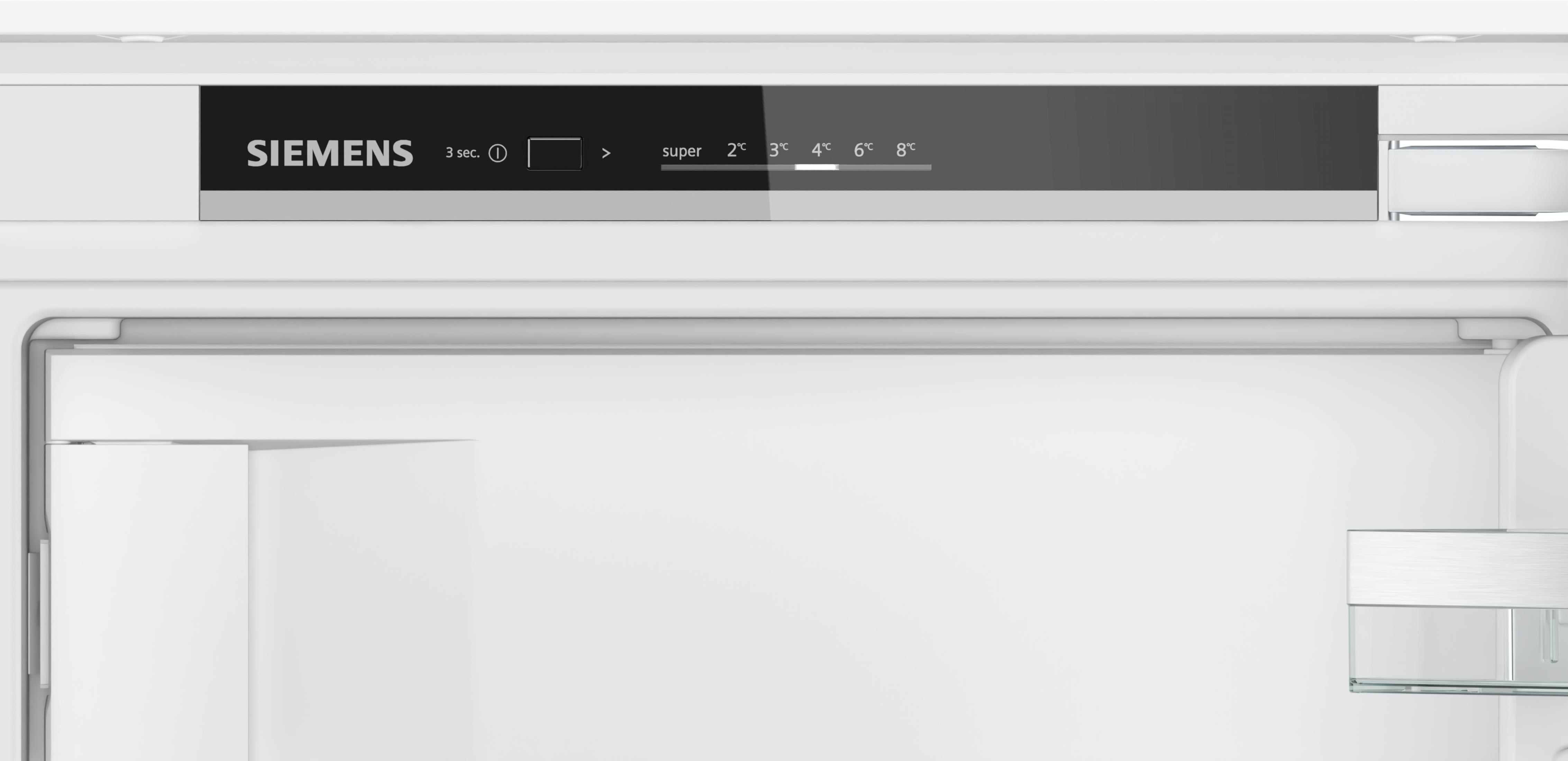 Siemens-Kühlschrankdisplay mit Temperaturanzeige 2-8°C.