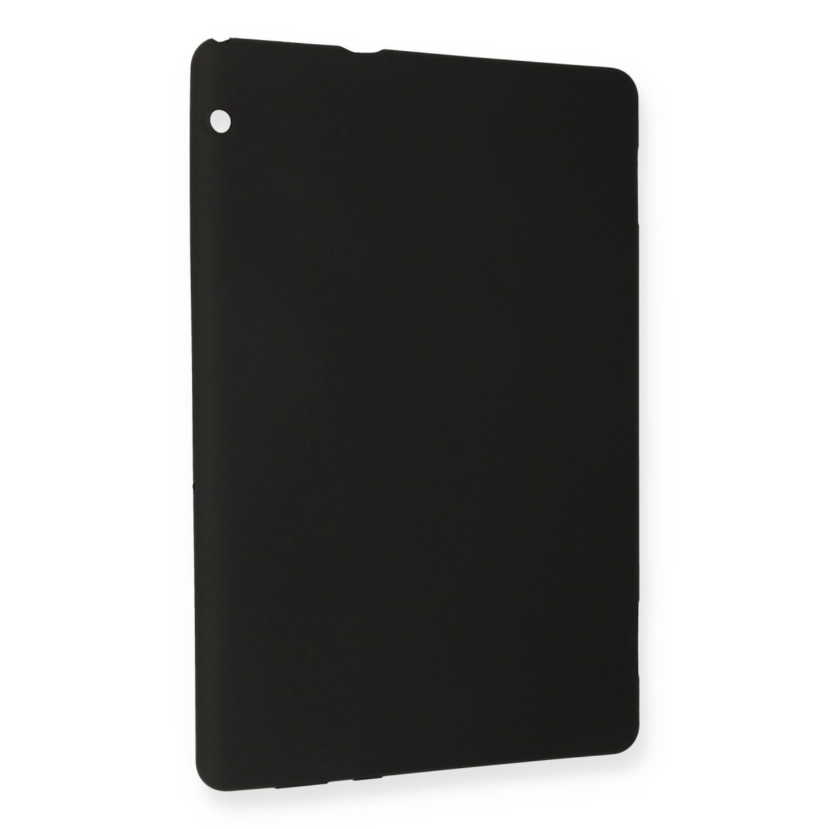 Sol üstte kamera kesimli siyah tablet kılıfı.