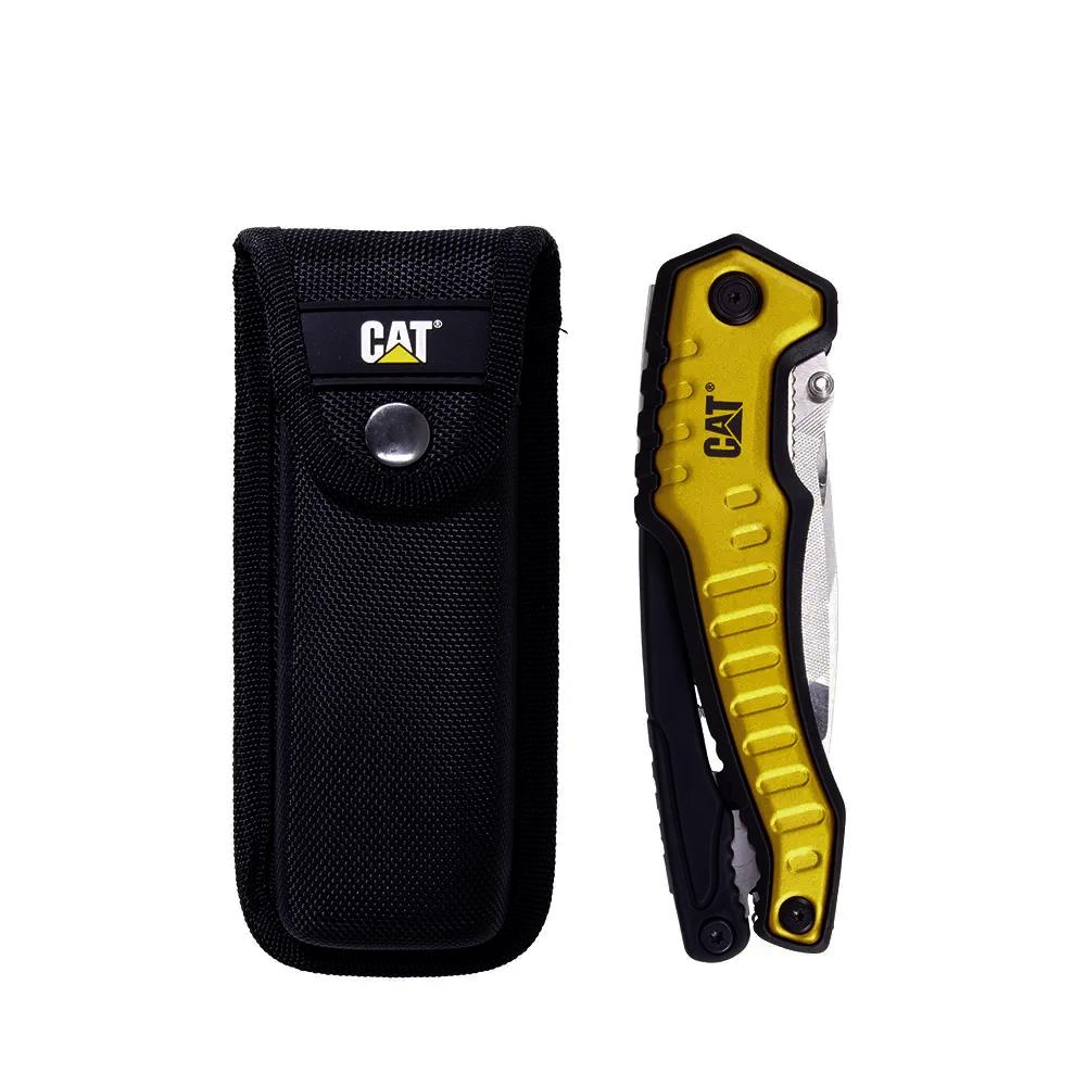 Siyah kılıfın yanında sarı bir CAT bıçağı.