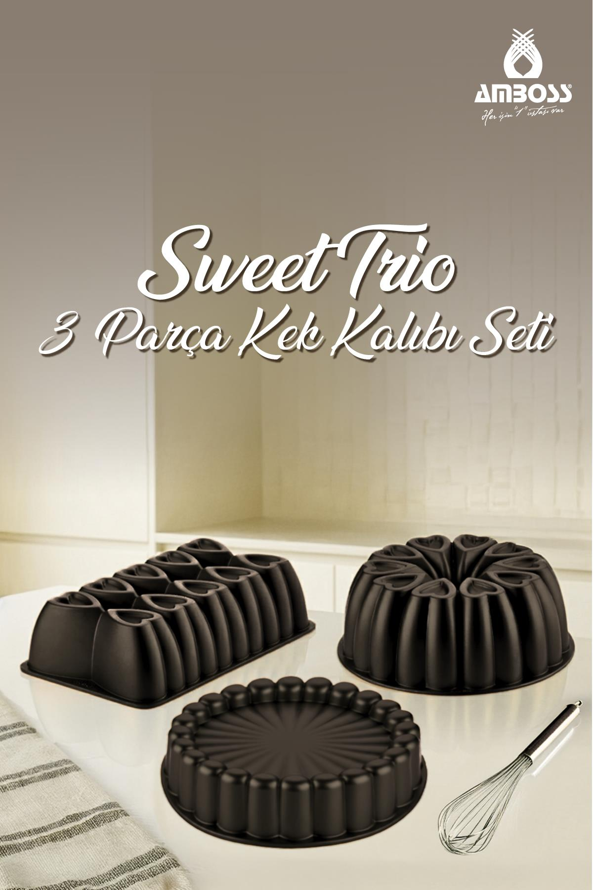 AMBOSS Sweet Trio 3 Parça Kek Kalıbı Siyah