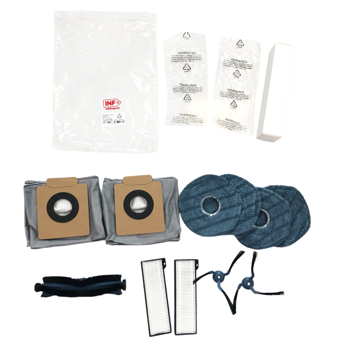 Zubehör für Staubsauger: Beutel, Filter, Bürsten und Mopppads.