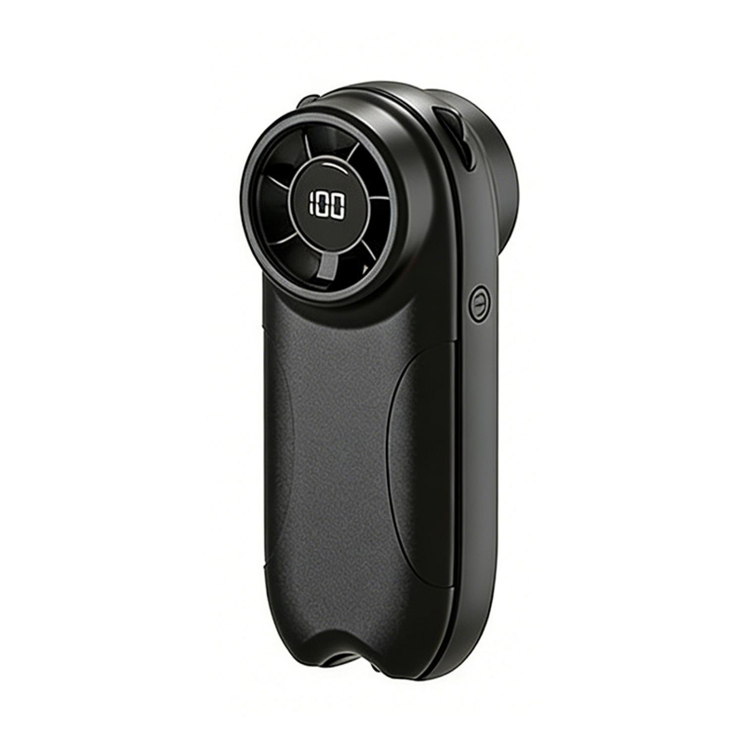 Schwarzes digitales Anemometer mit LCD-Anzeige, das 100 anzeigt.