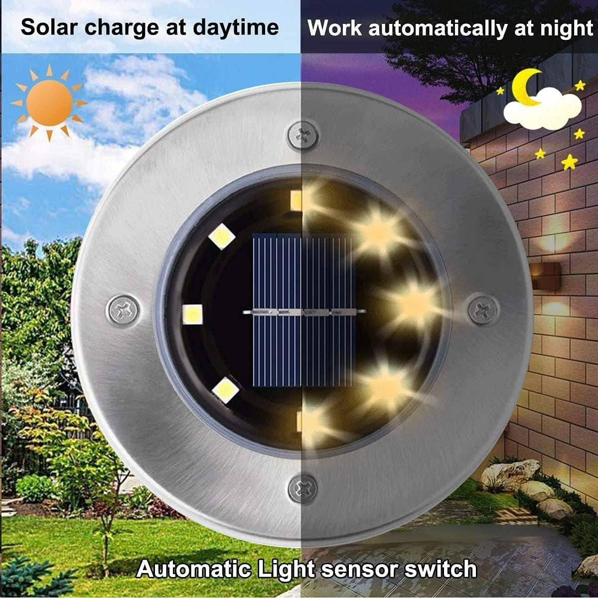 Solarleuchte: tagsüber laden, nachts automatisch leuchten. Mit Sonnensensor.