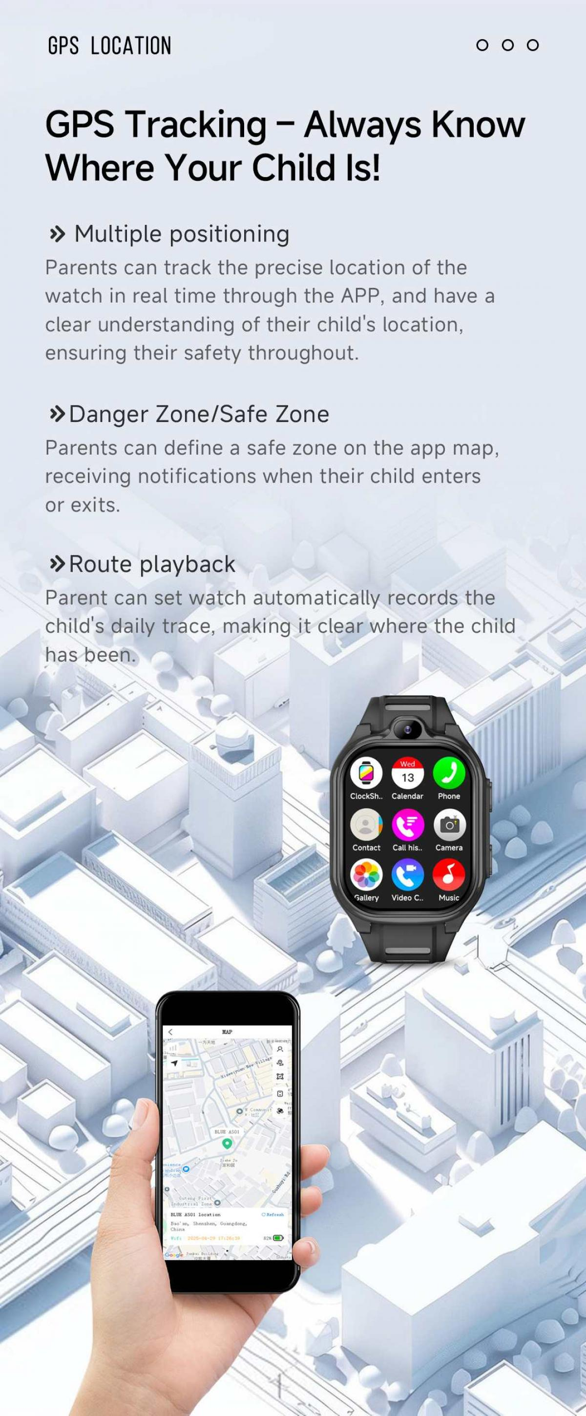 Eine Smartwatch und ein Smartphone zeigen eine Karte mit GPS-Standortdaten an.