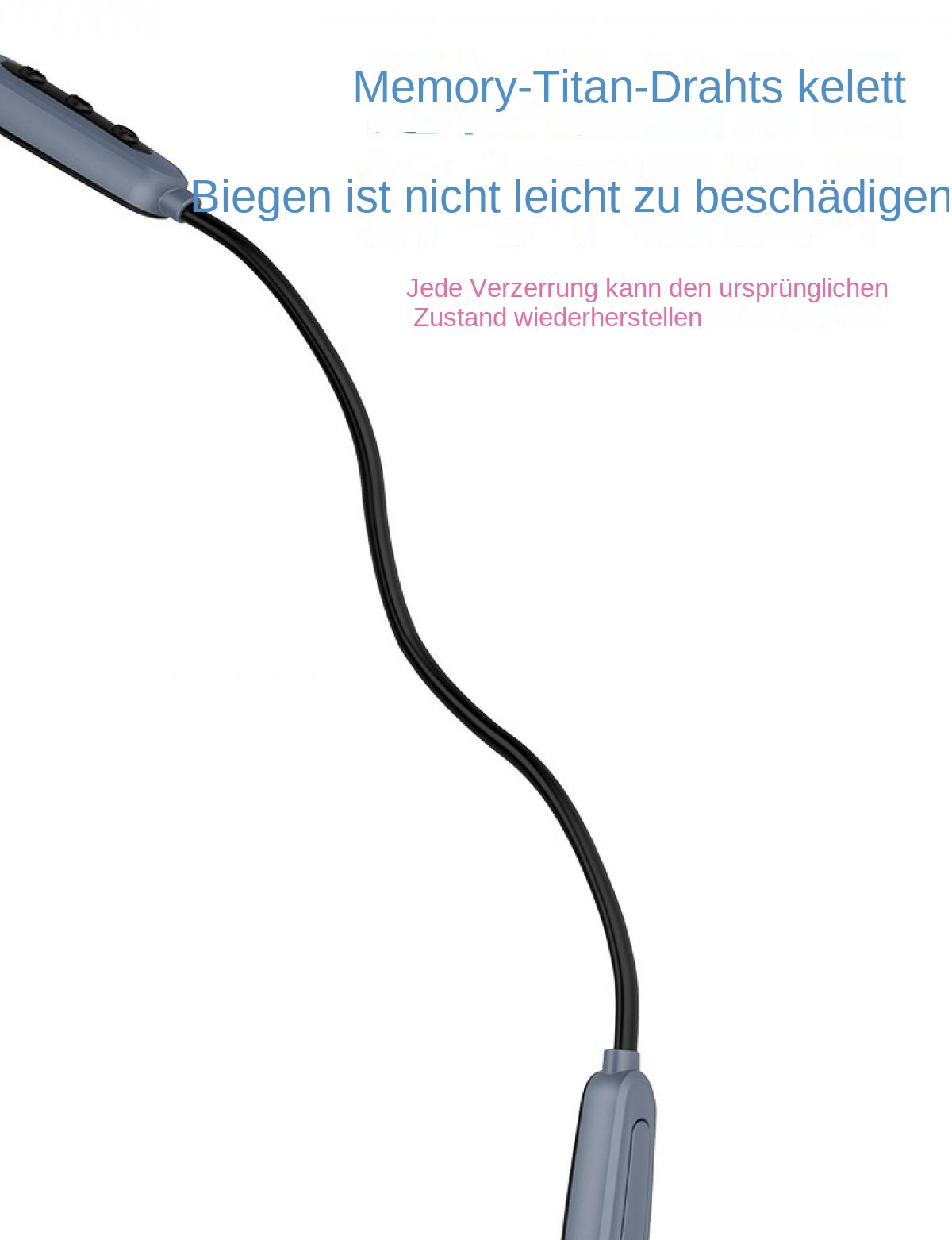 Graues Nackenkabel mit schwarzem Draht, das nicht leicht beschädigt wird.