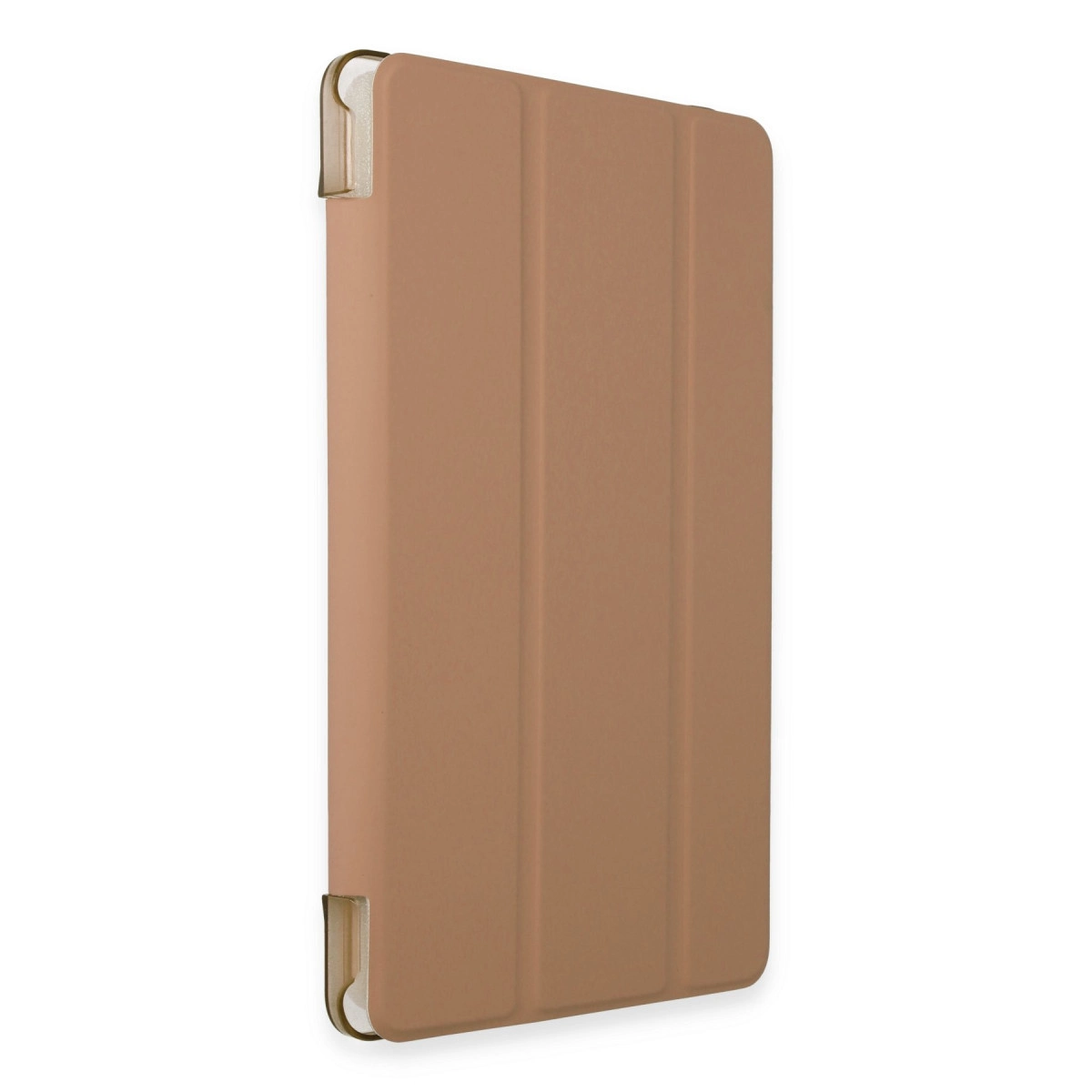 Bir tarafı açık, üç katlı kahverengi tablet kılıfı.