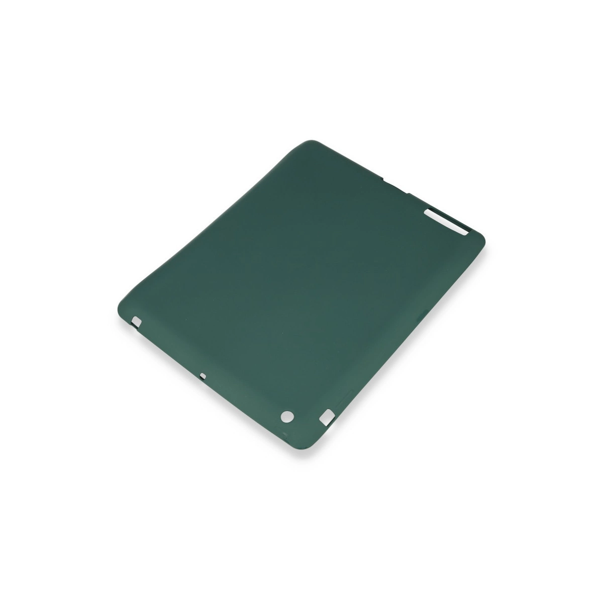 Koyu yeşil kauçuk tablet kılıfı, beyaz arka planda.