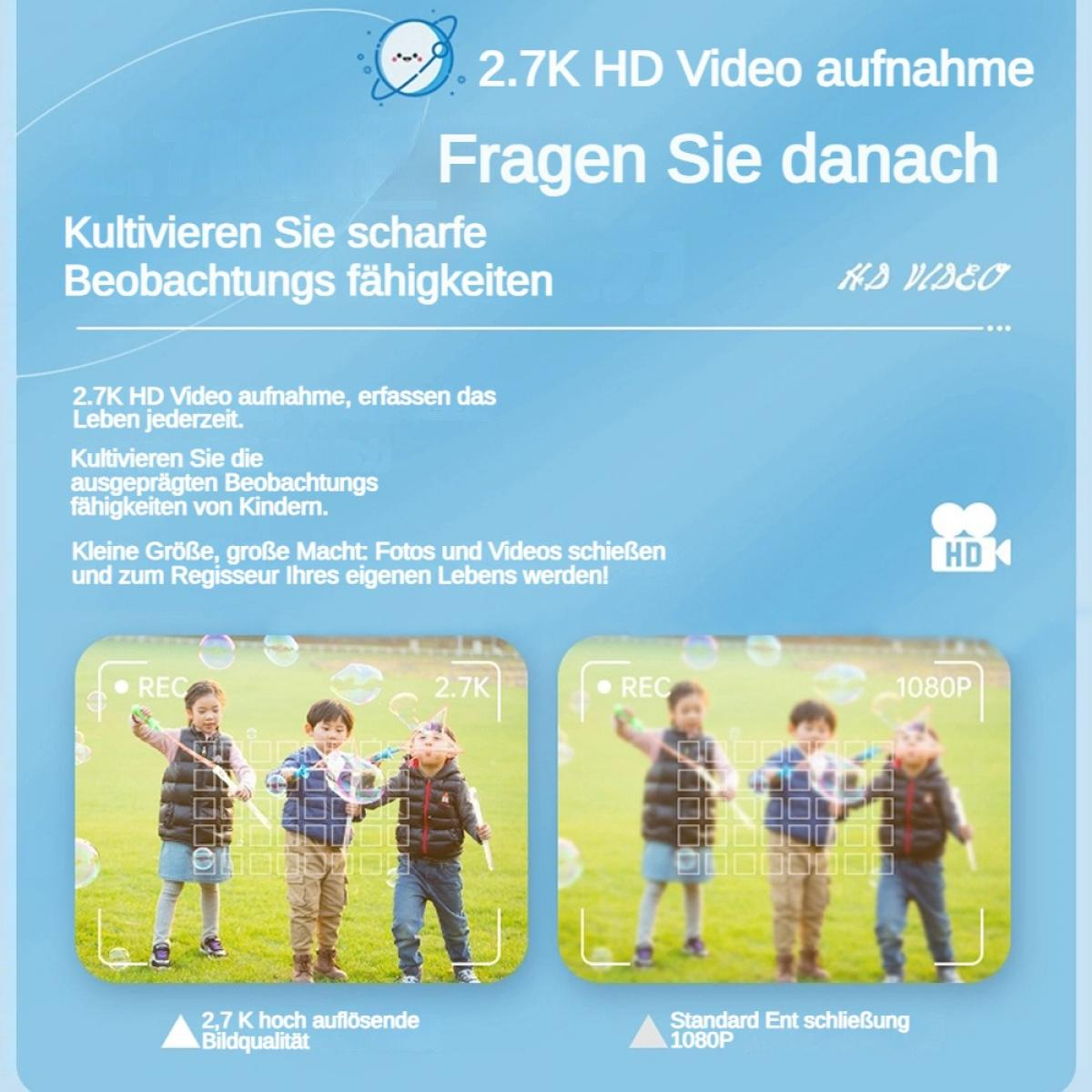 Drei Kinder spielen mit Seifenblasen. Zwei 2,7K und 1080P Aufnahmen sind zu sehen.