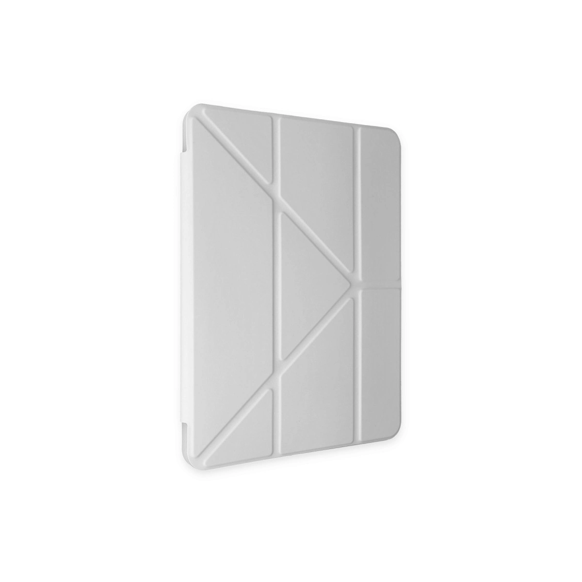 Geometrik desenli beyaz tablet kılıfı.