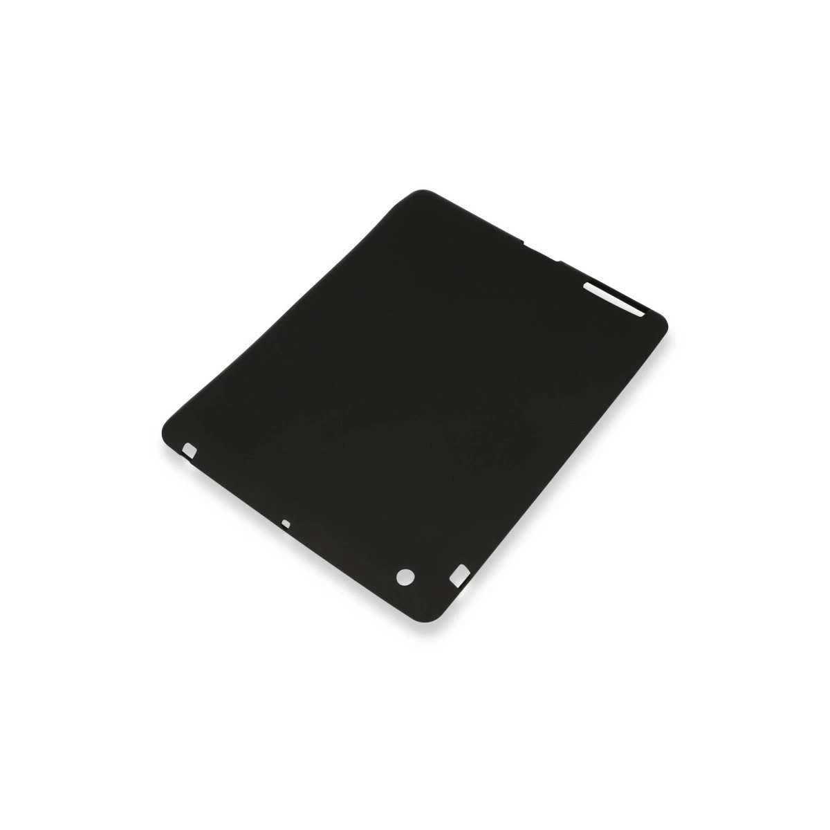 Düğmeler ve bağlantı noktaları için kesikleri olan siyah tablet kılıfı.
