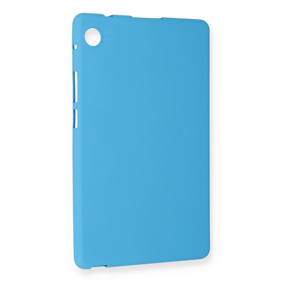 Kameralı açık mavi tablet kılıfı. Minimalist tasarım.