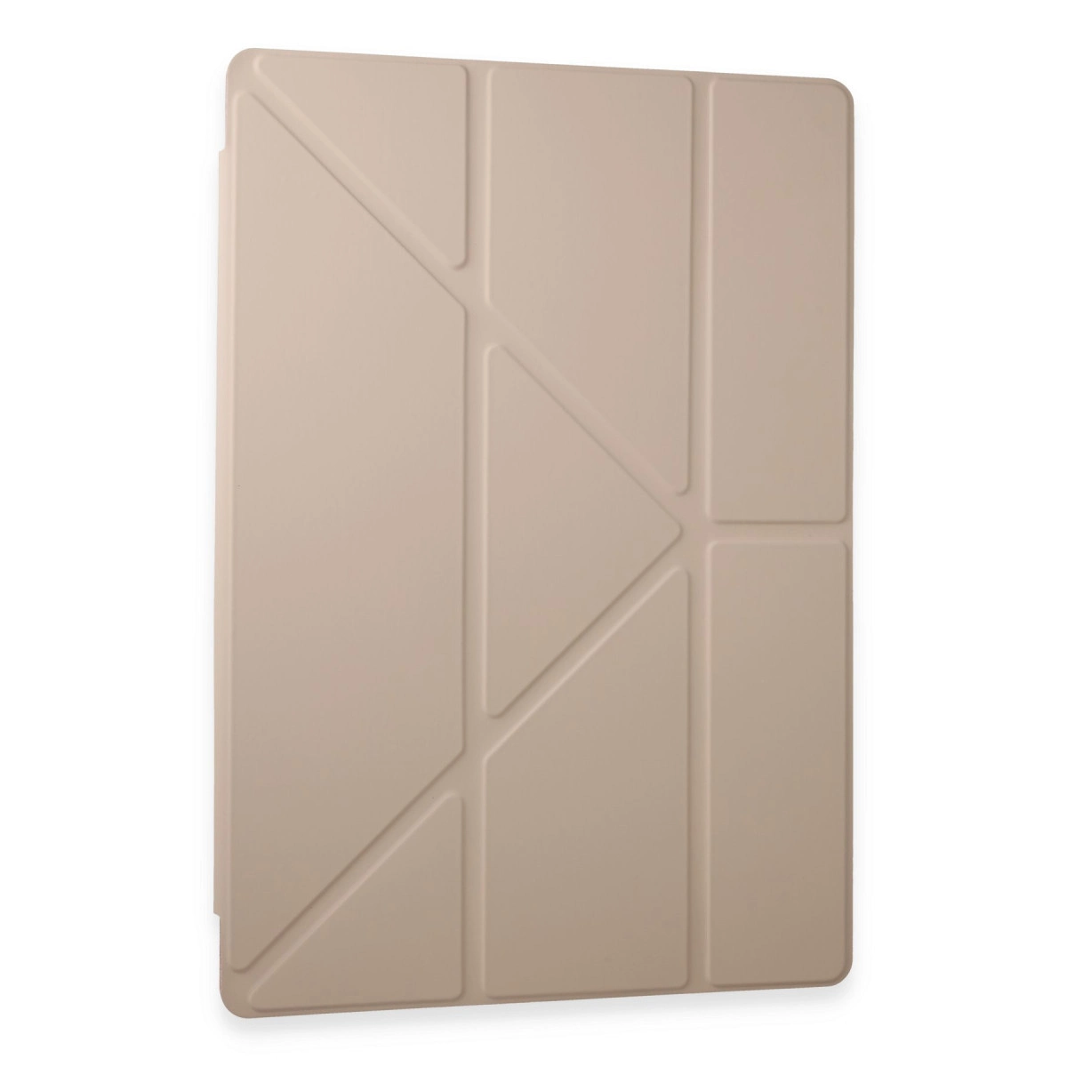 Geometrik desenli bej tablet kılıfı.