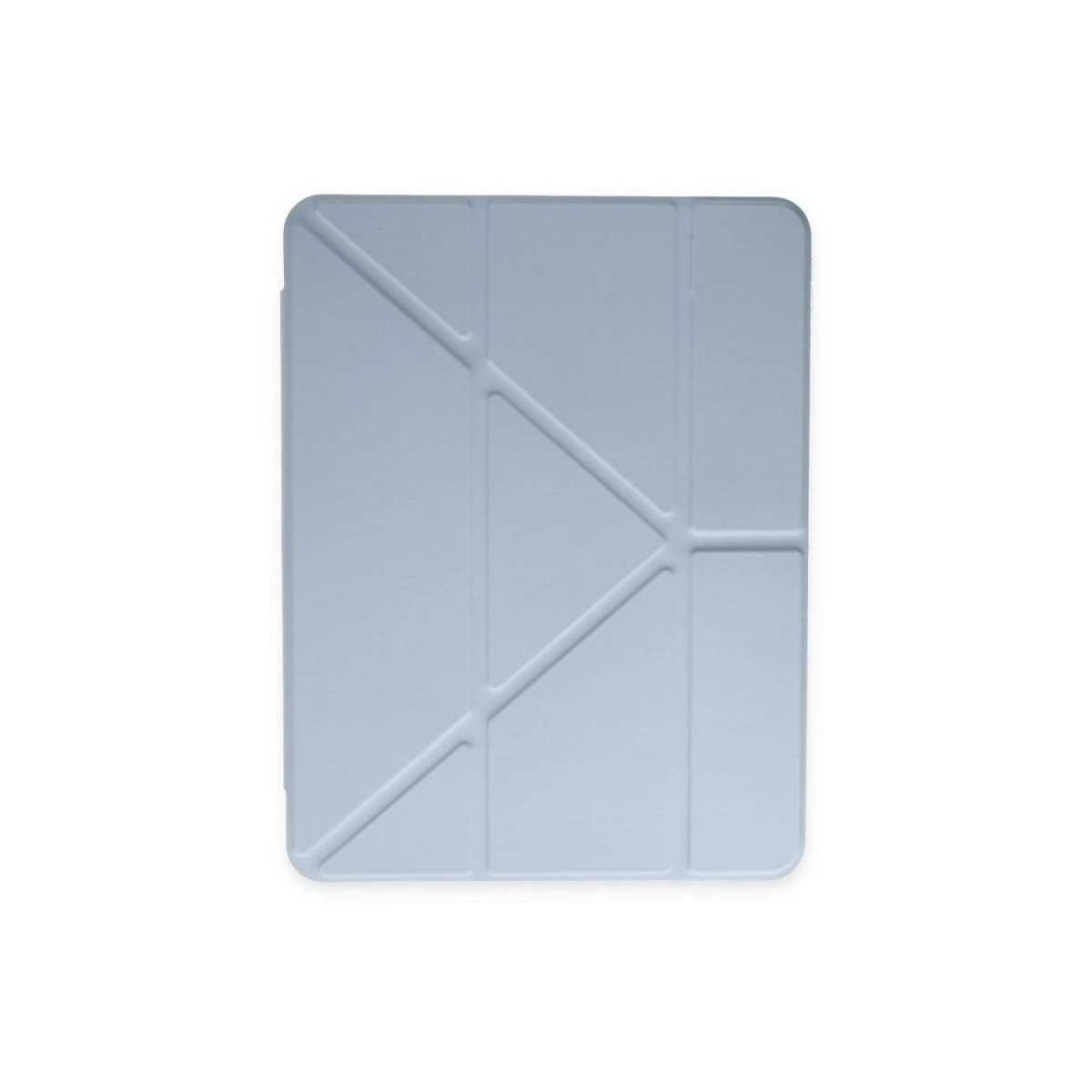 Geometrik katlanma desenli açık mavi tablet kılıfı.