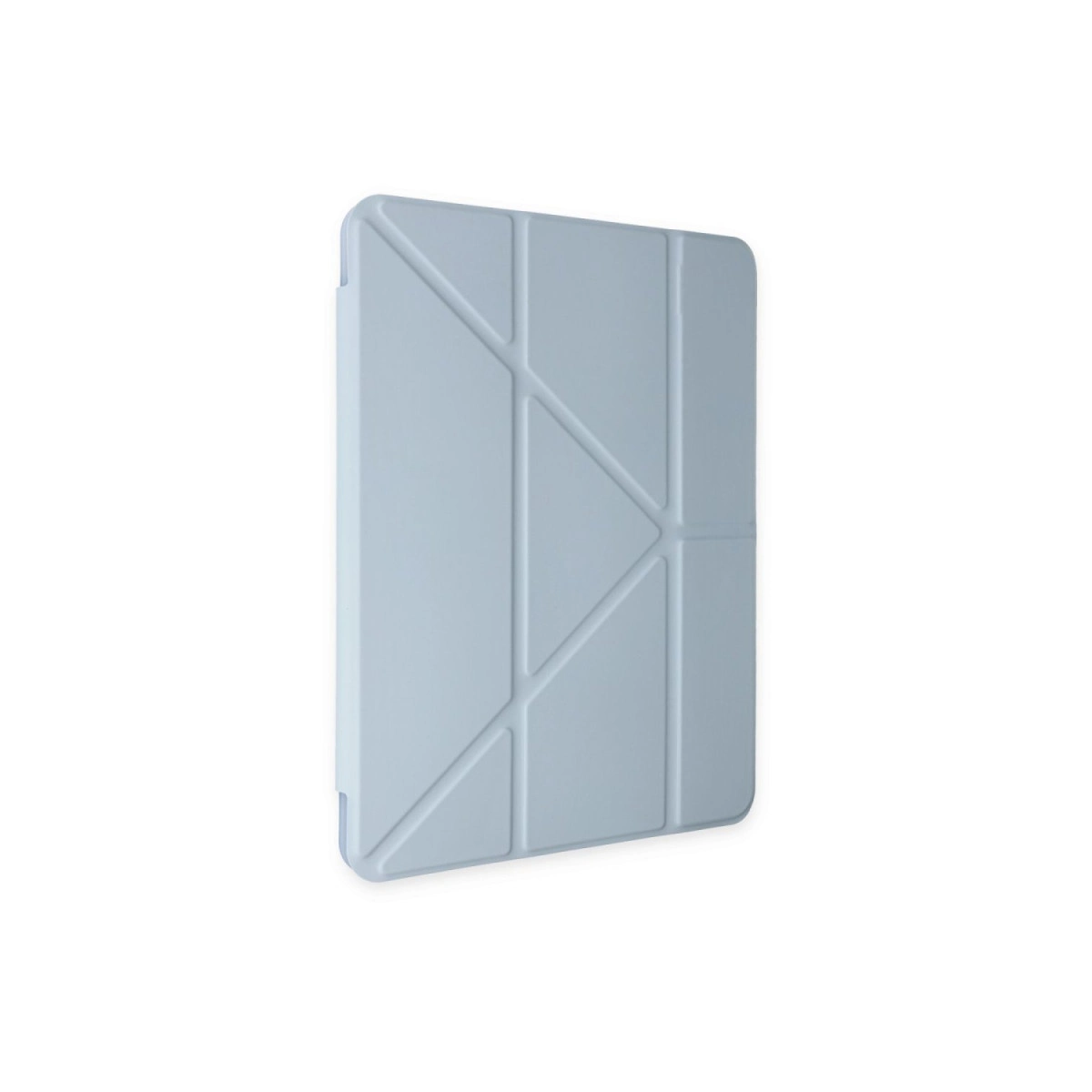 Geometrik çizgili açık mavi tablet standı.