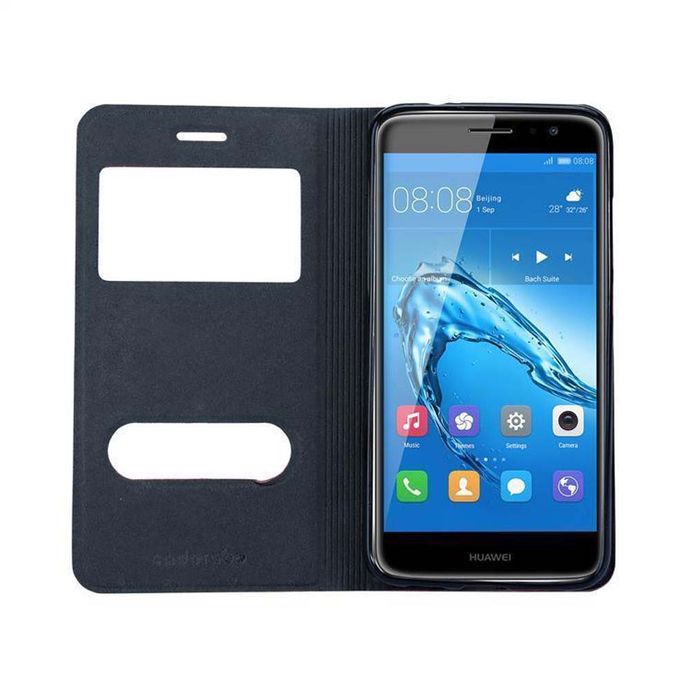 Un smartphone oscuro con cubierta protectora abierta, mostrando las 08:08.