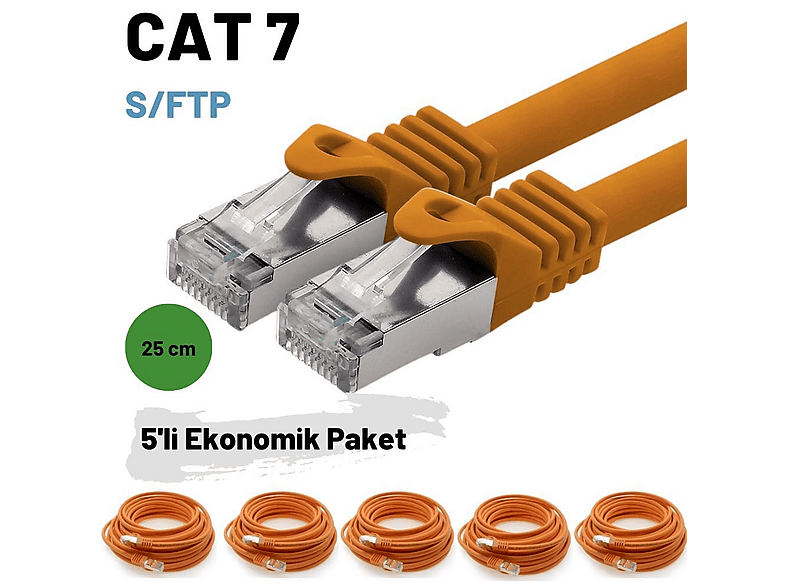 IRENIS CAT7 S/FTP Ethernet Network LAN 5 Adet 25 cm Ağ Kablosu