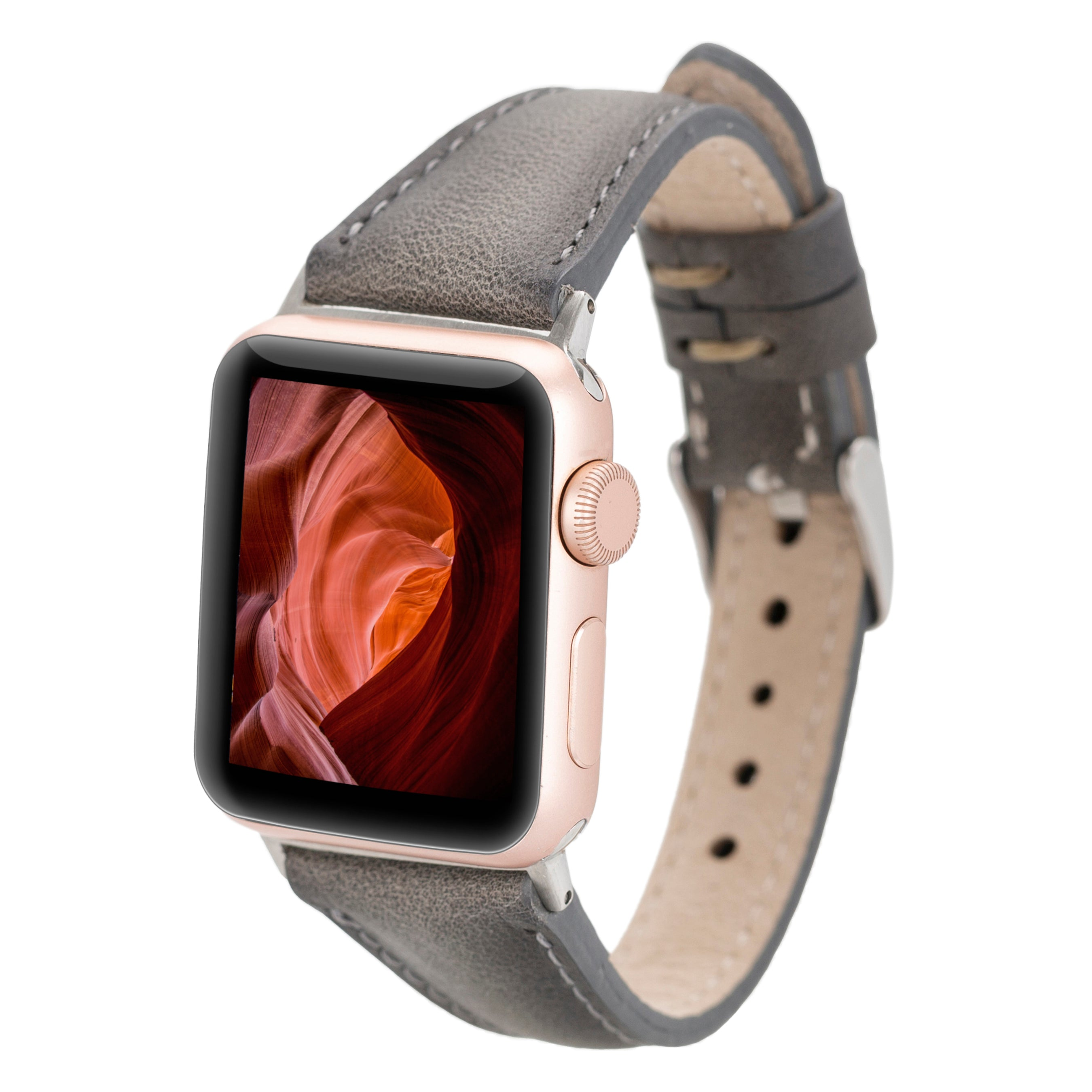 BLOOMINBAG Bloomband Signature Leather Apple Watch Band - 44/45/46/49mm Akıllı Saat Kordonu Stone Gray
