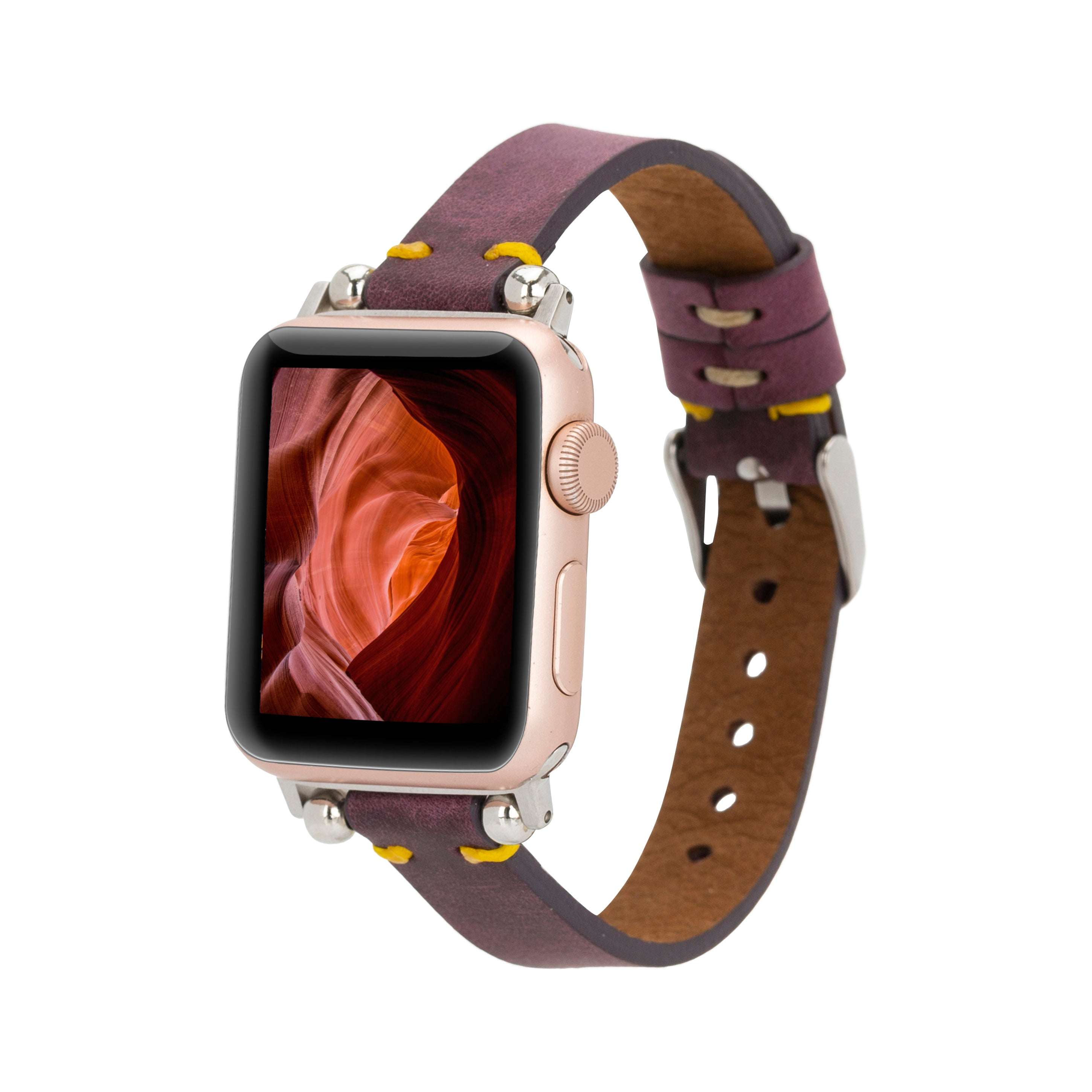 BLOOMINBAG Bloomband Signature Leather Apple Watch Band - 44/45/46/49mm Akıllı Saat Kordonu Mulberry Bloom