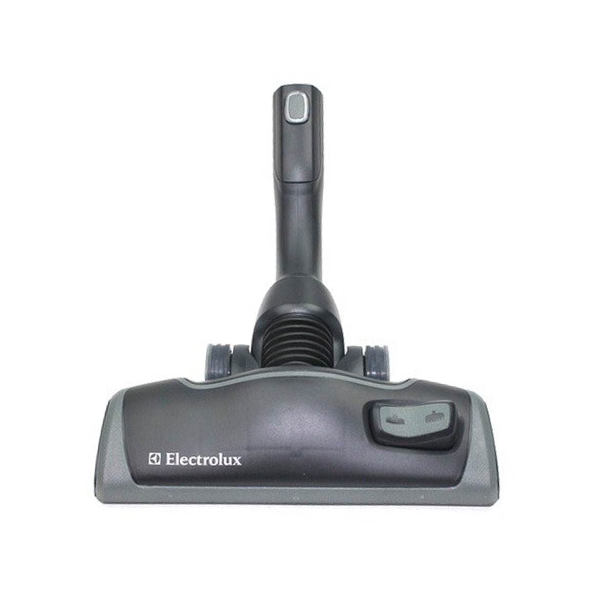 Tête d'aspirateur gris foncé avec logo Electrolux et boutons.