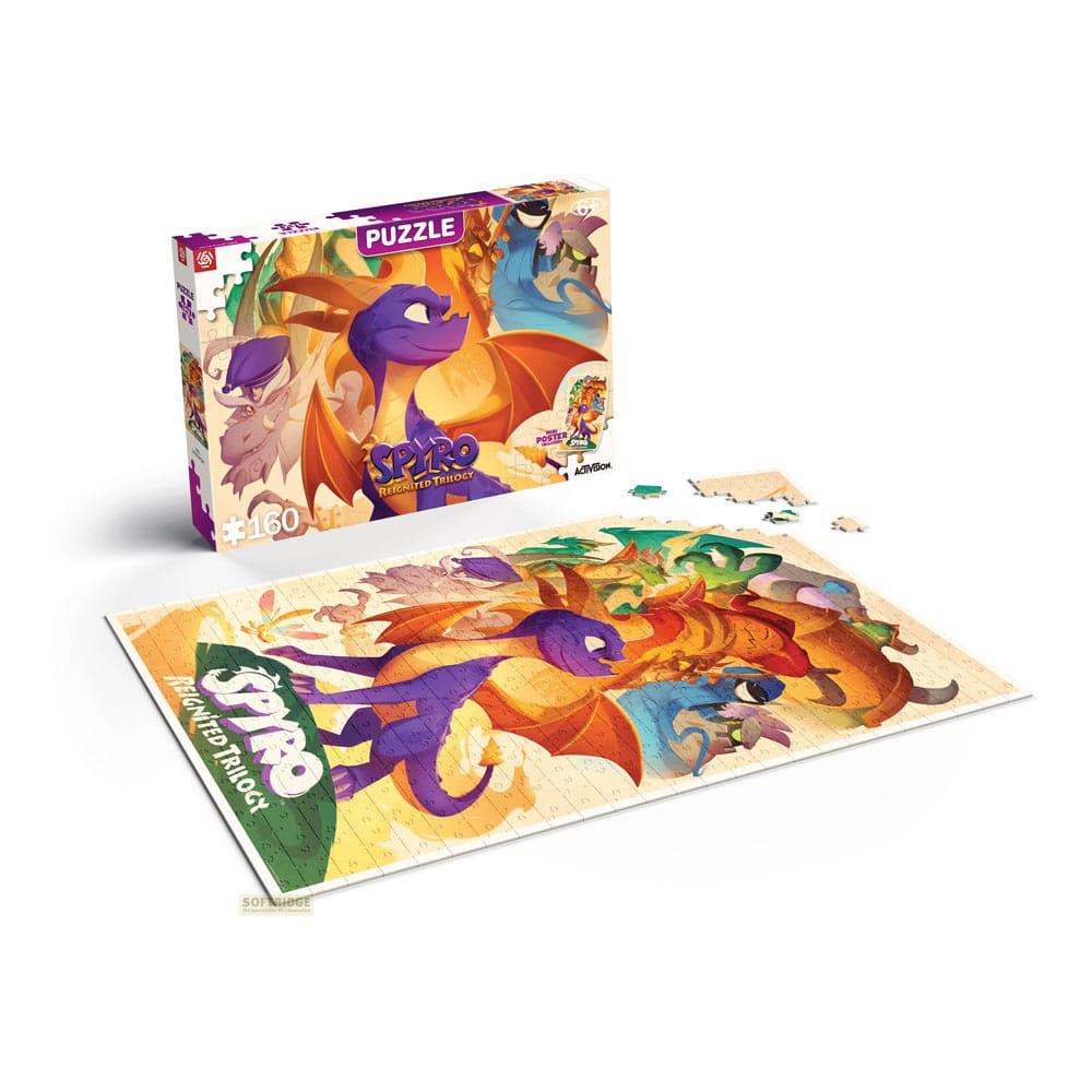 Puzzle de Spyro con dragones en la caja y el puzzle desplegado.