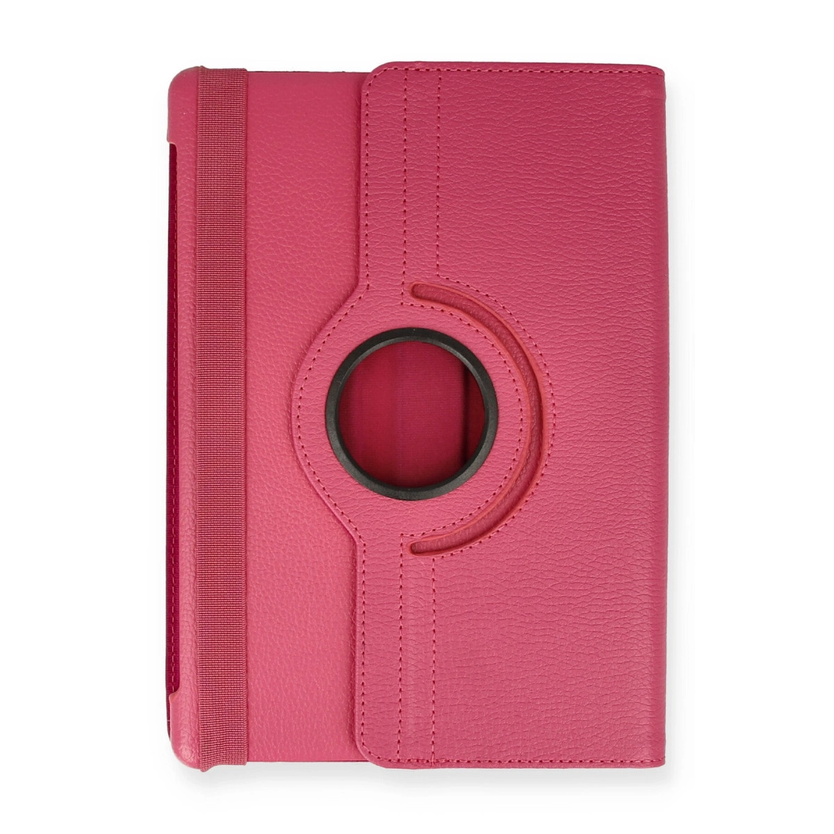 Ortasında dönebilen halkası olan pembe tablet kılıfı.