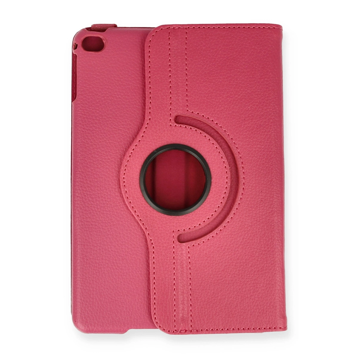 Ortasında dönebilen halkası olan pembe tablet kılıfı.