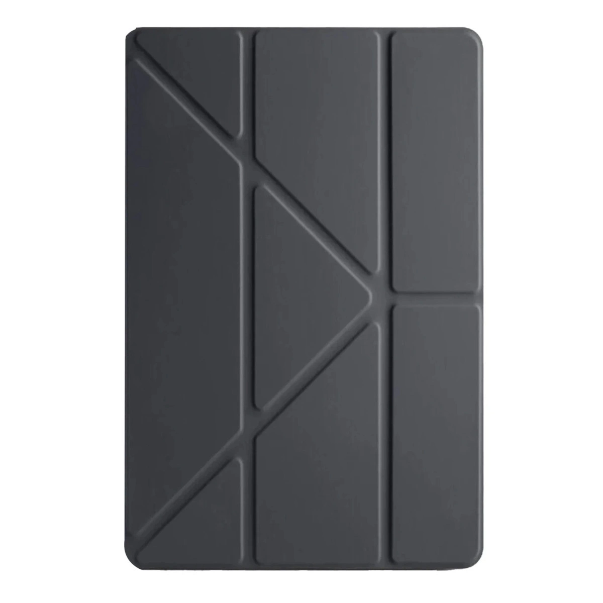 Geometrik desenli koyu gri tablet kılıfı.