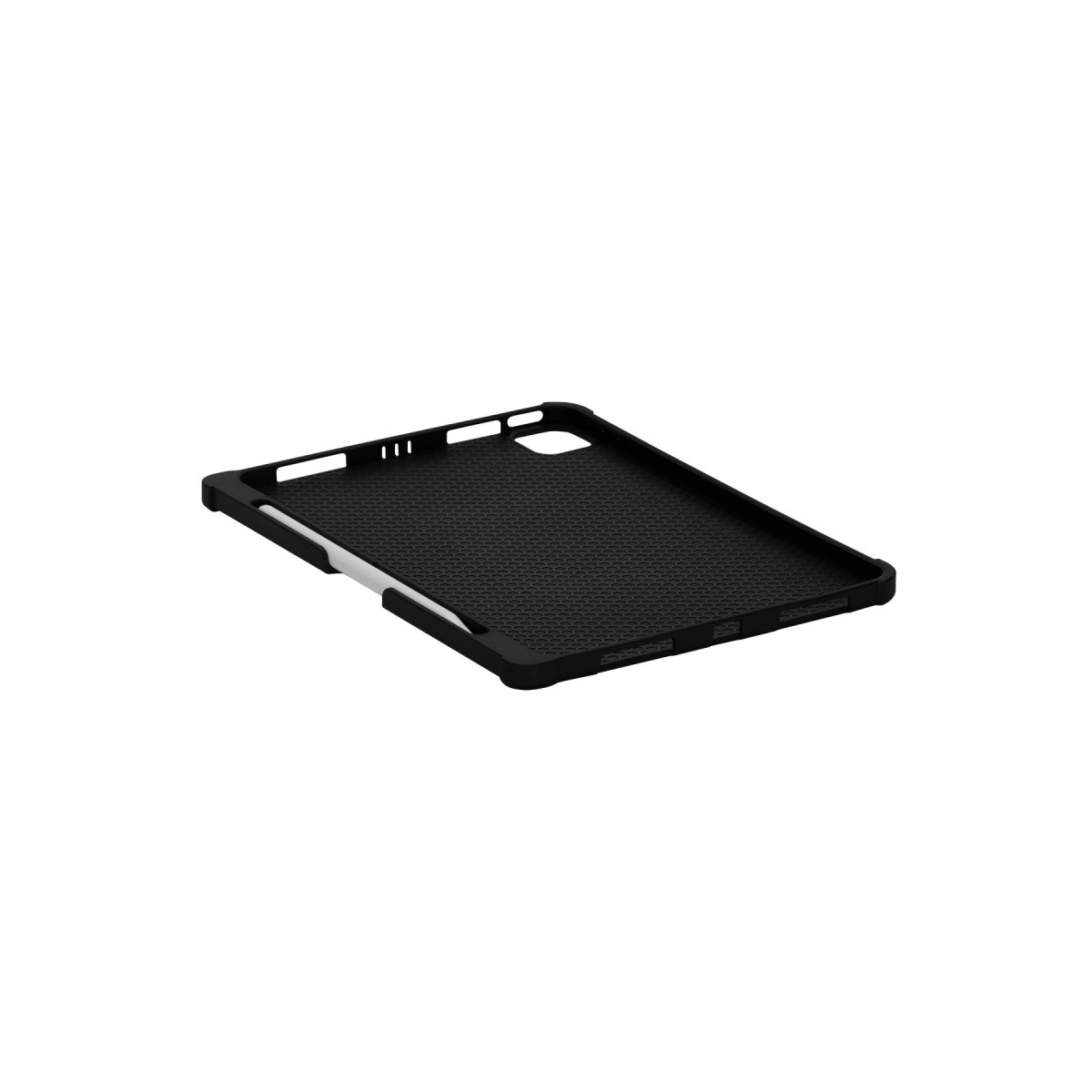 Petek desenli ve kesikli siyah tablet kılıfı.
