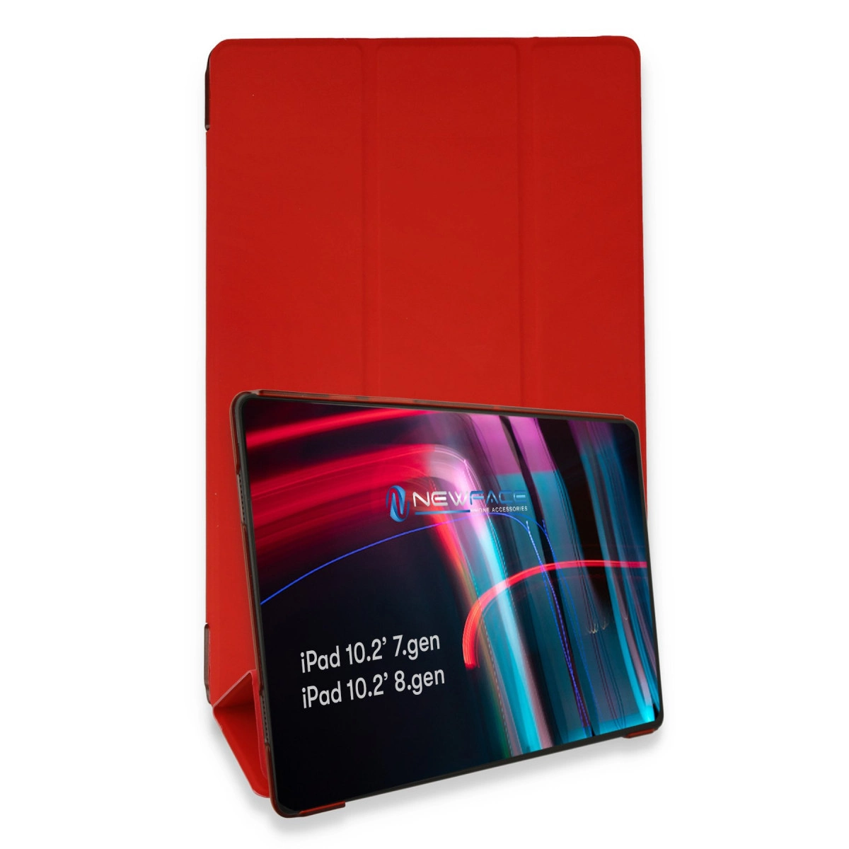 NEWFACE Smart Apple iPad 10.2 (7.nesil) Uyumlu Tablet Kılıfı Kırmızı