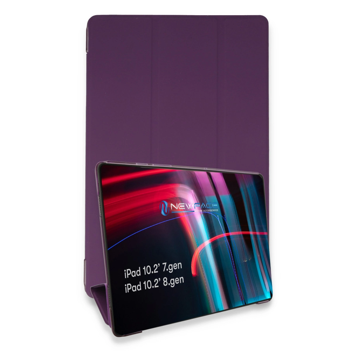Mor iPad kılıfı, 10,2 inç iPad 7./8. nesil reklamı yapan tablet içerir.