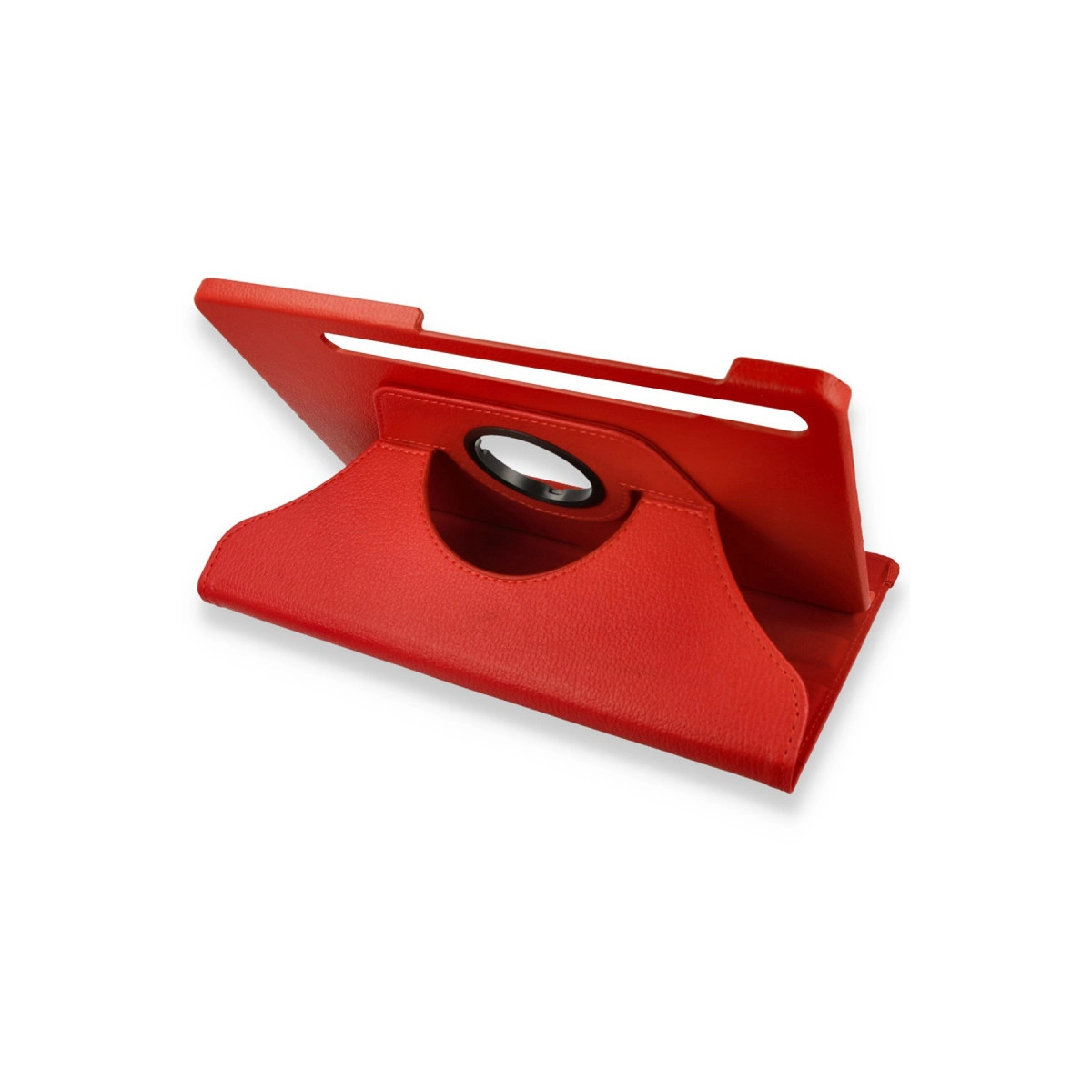 Dönebilen stant özellikli kırmızı tablet kılıfı.