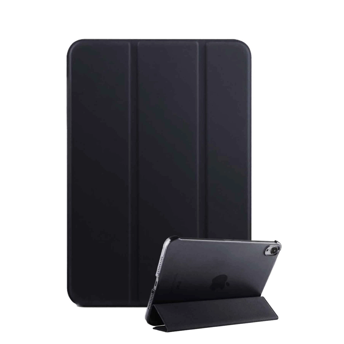 Kapalı ve dik duran siyah tabletli siyah tablet kılıfı.