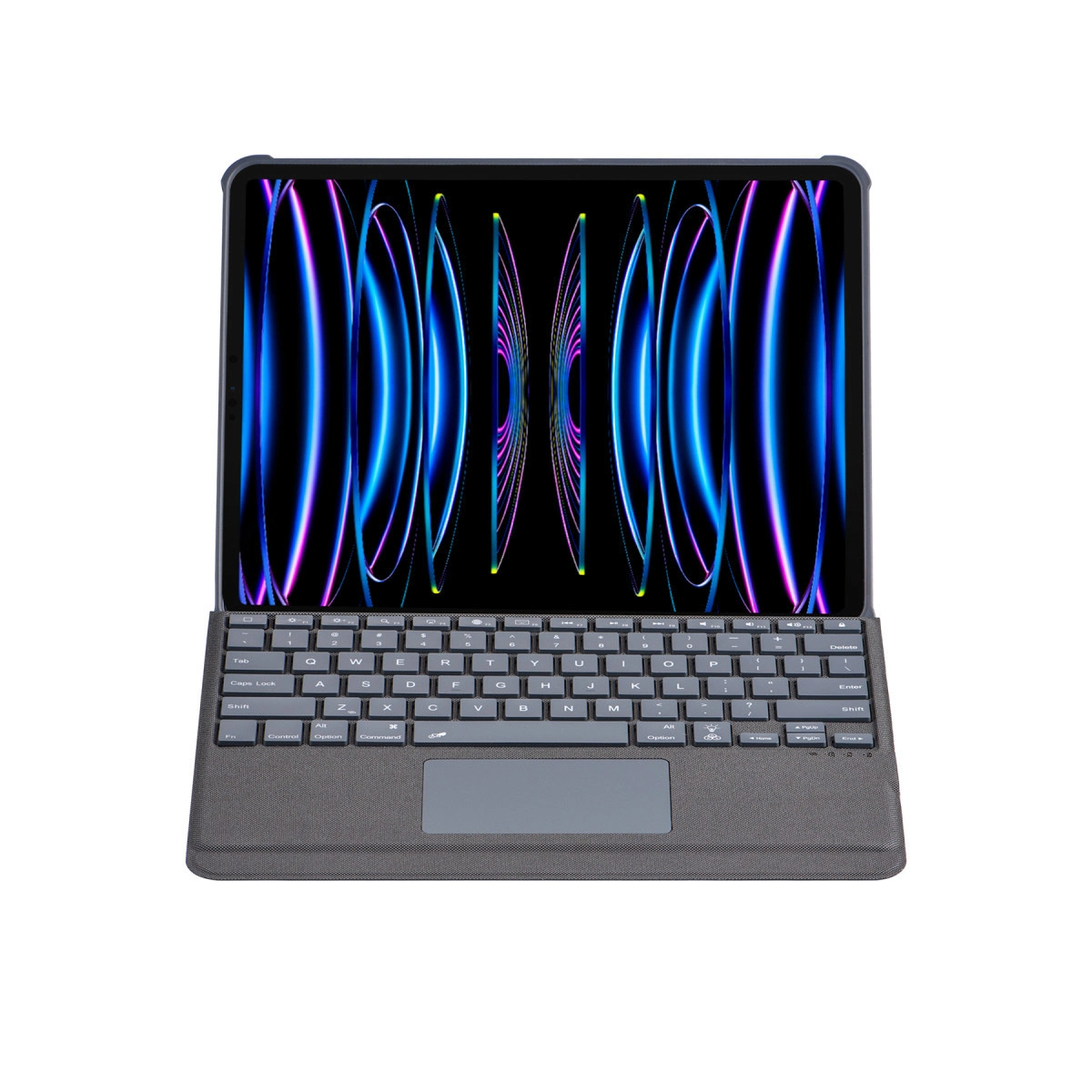 NEWFACE T5509d Palermo Ledli Klavyeli Standlı iPad Pro 12.9 (2022) Uyumlu Tablet Kılıfı Siyah