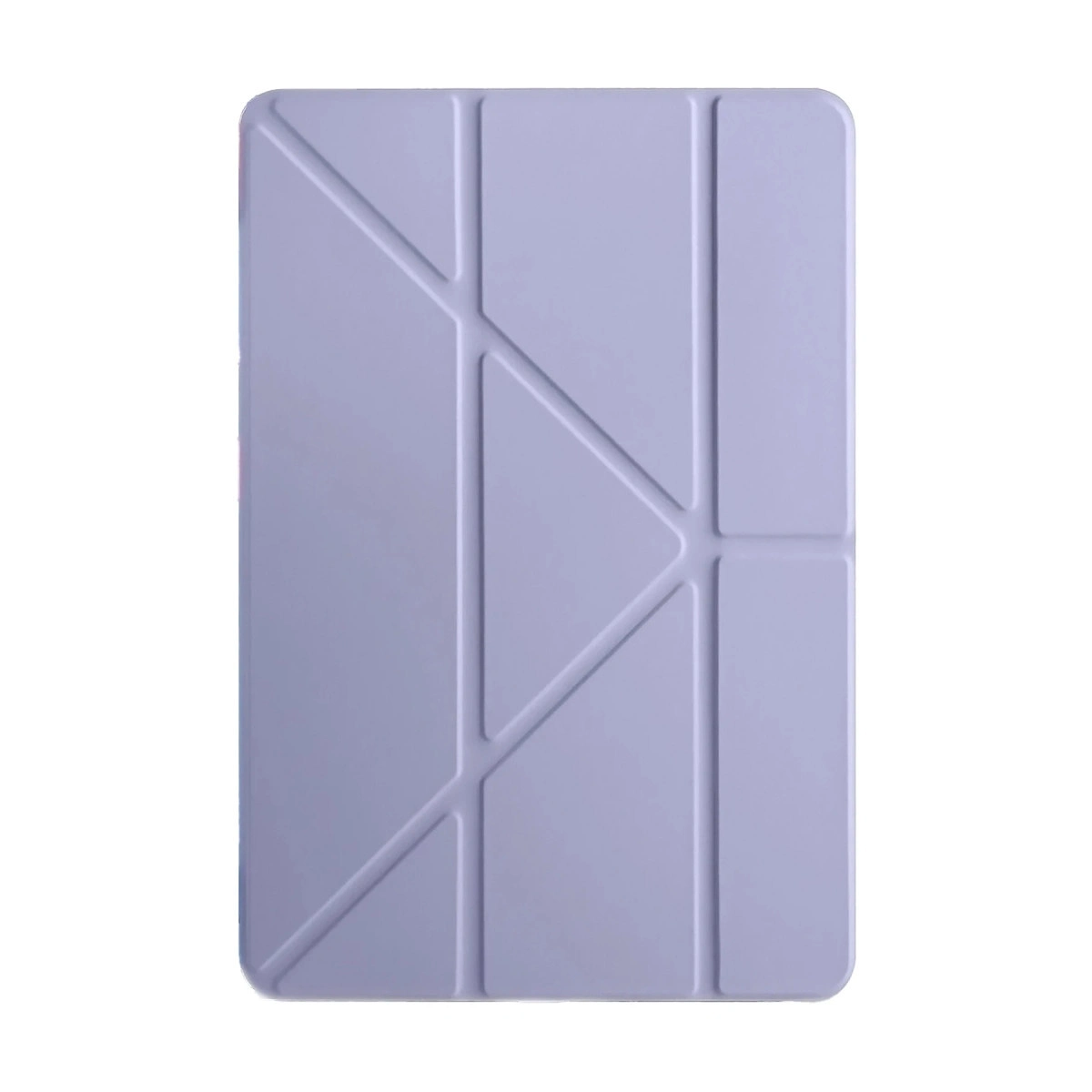 Geometrik katlanır tasarımlı açık mor tablet kılıfı.