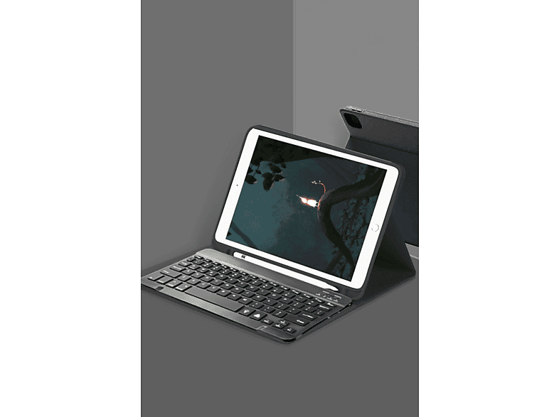 EVIMDEYOKYOK Smart Klavyeli Samsung Galaxy T220 Tab A7 Lite Kc01 Uyumlu Tablet Kılıfı Siyah
