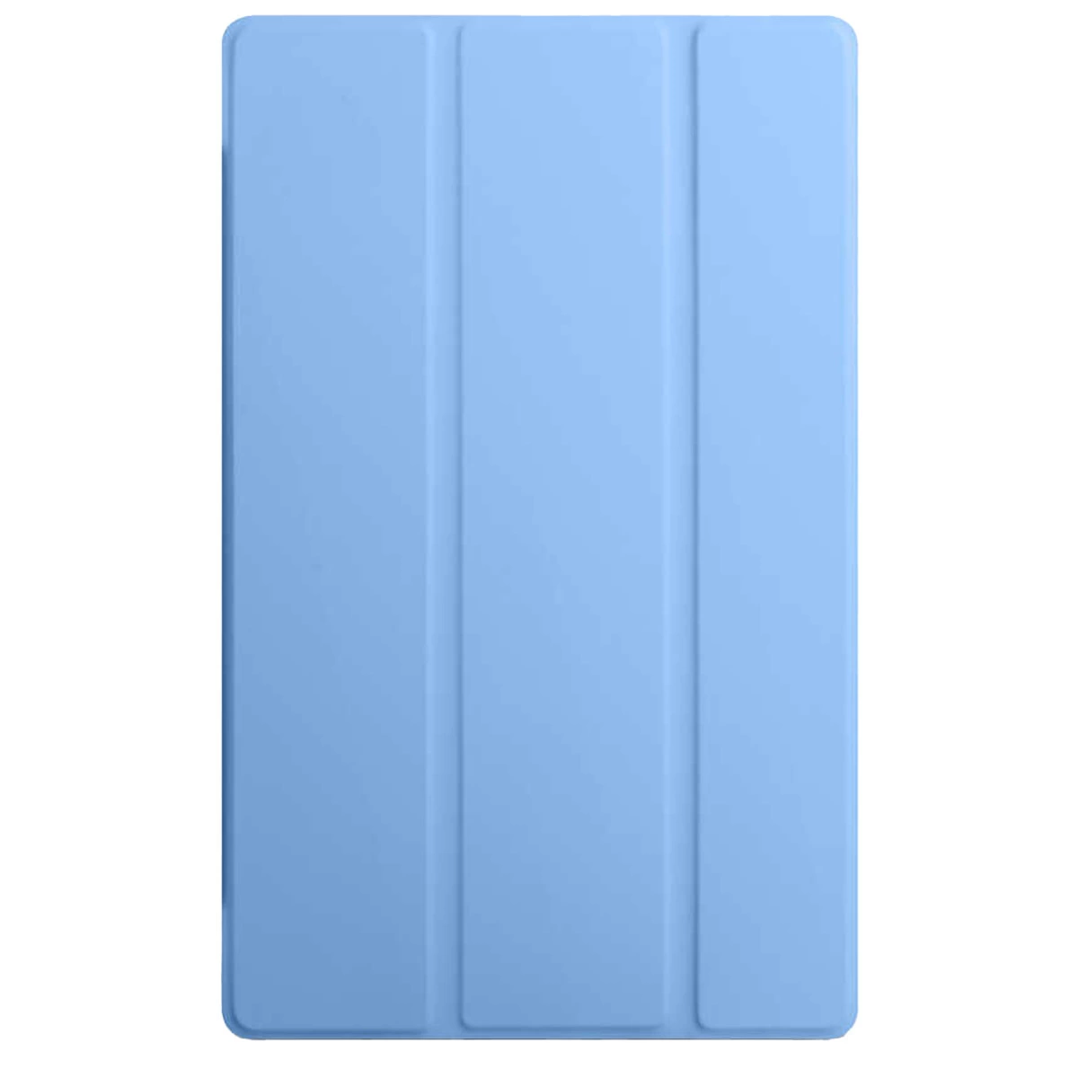 Üç dikey katlanmış açık mavi tablet kılıfı.