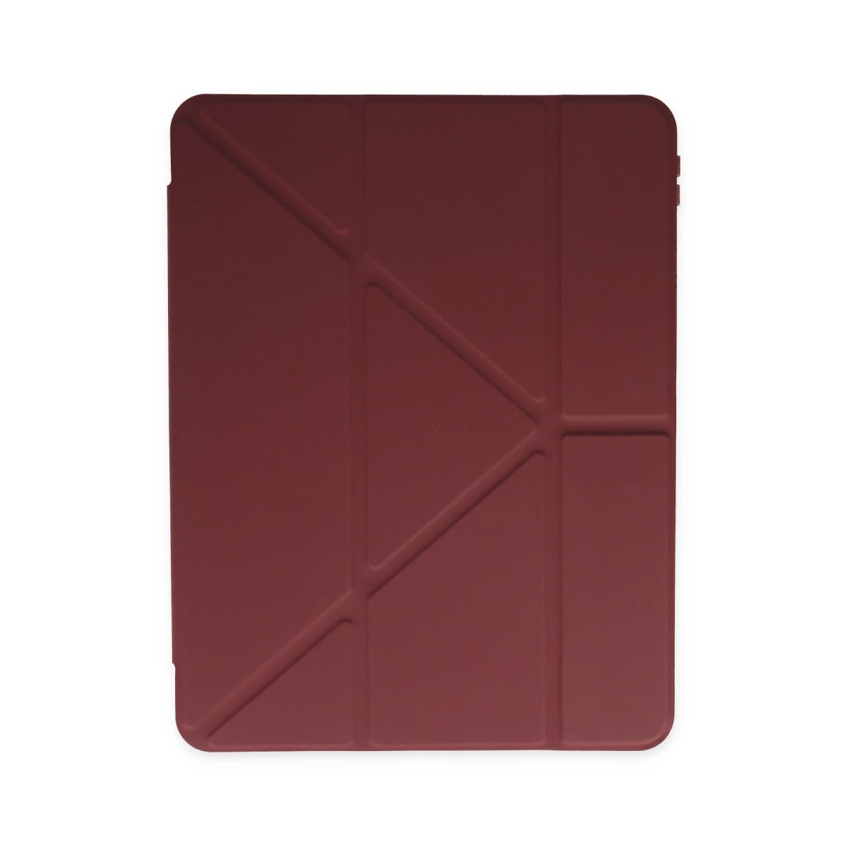Geometrik tasarımlı koyu kırmızı tablet kılıfı.