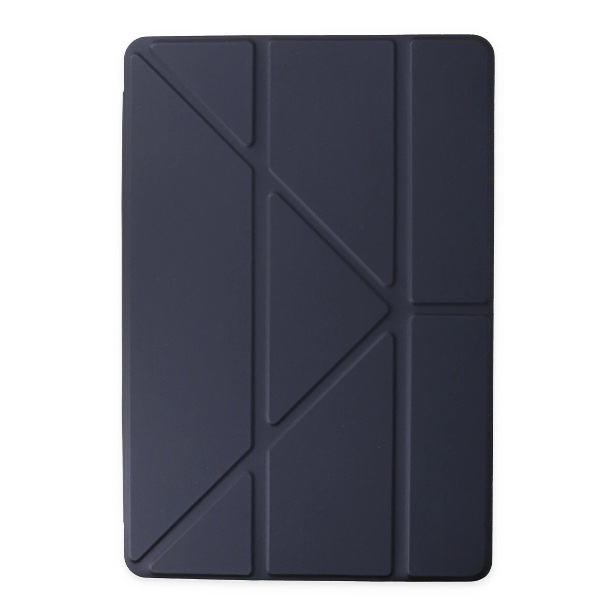 Geometrik katlama desenli koyu gri tablet kılıfı.