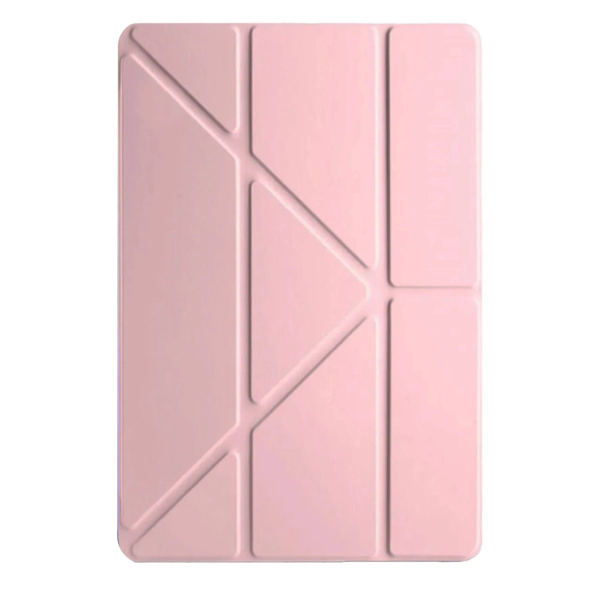 Geometrik çizgili ve katlamalı açık pembe tablet kılıfı.