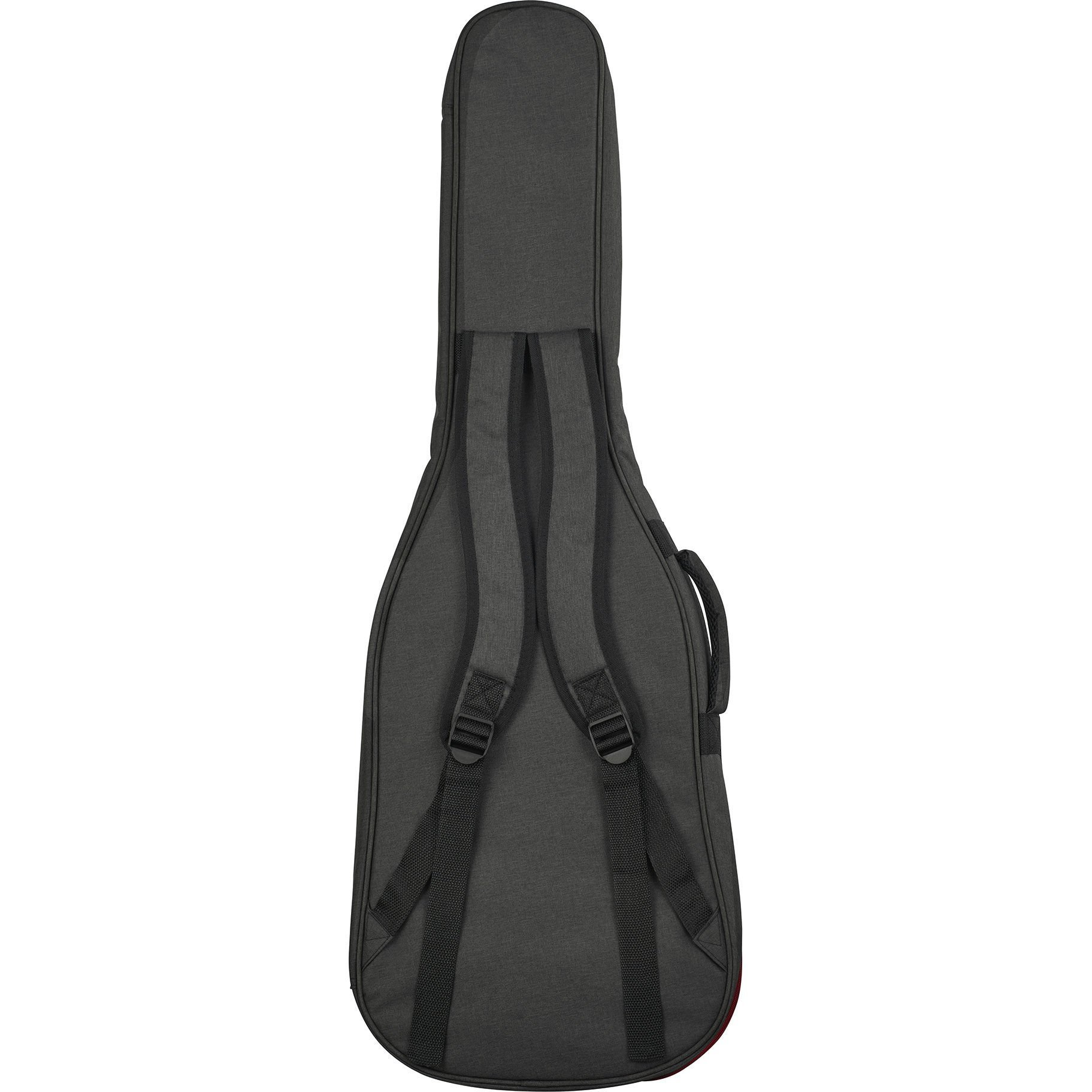Askılı ve saplı gri gitar çantası.