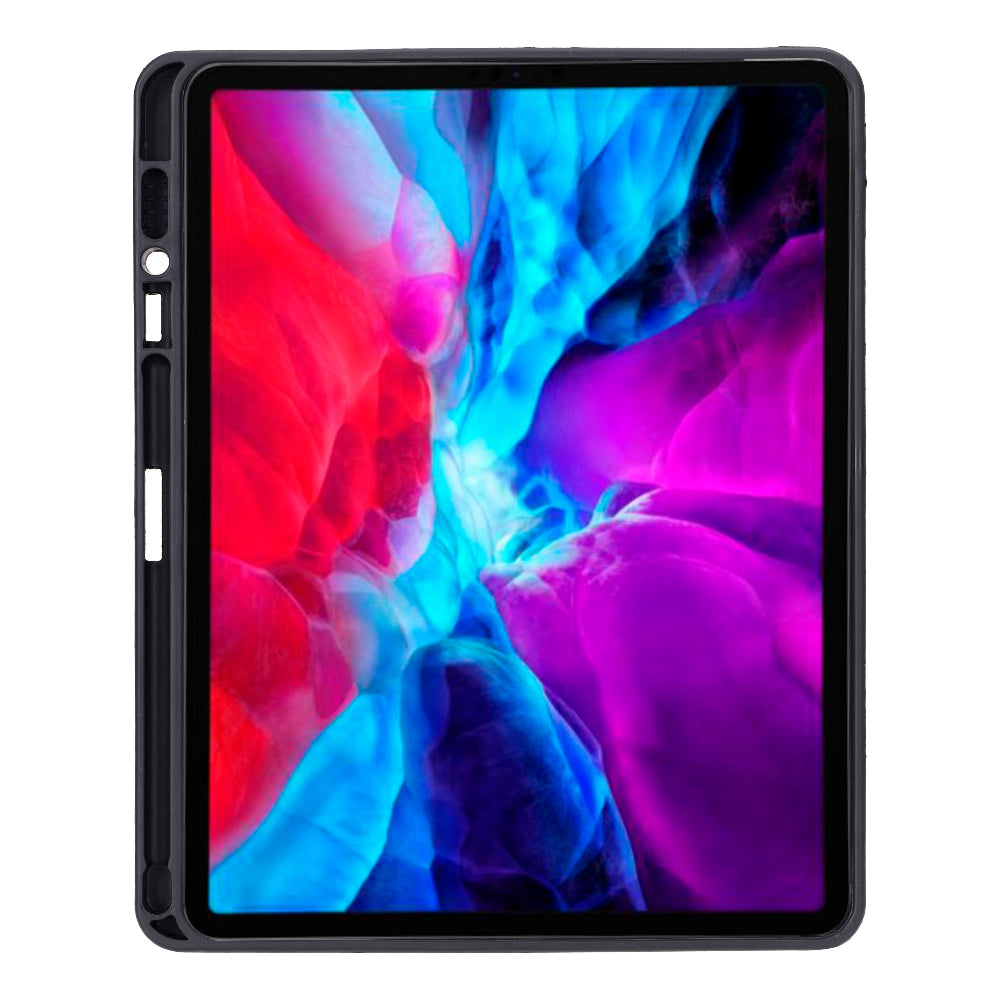 Renkli duvar kağıdı gösteren siyah bir tablet.