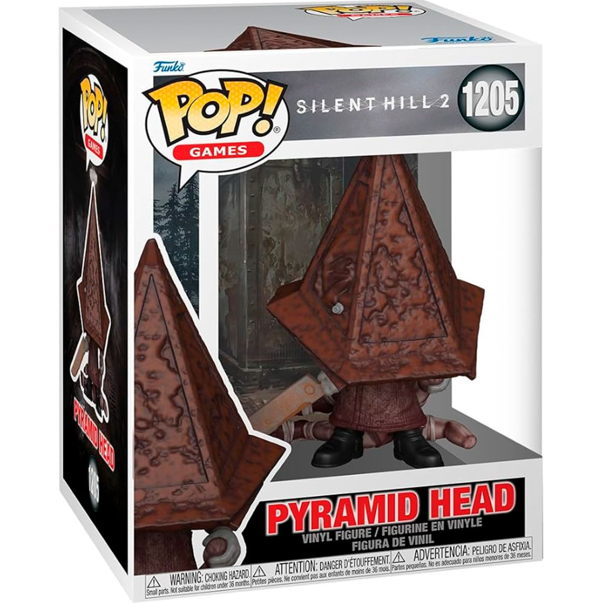 Figura Funko Pop de Pyramid Head de Silent Hill 2 en caja.