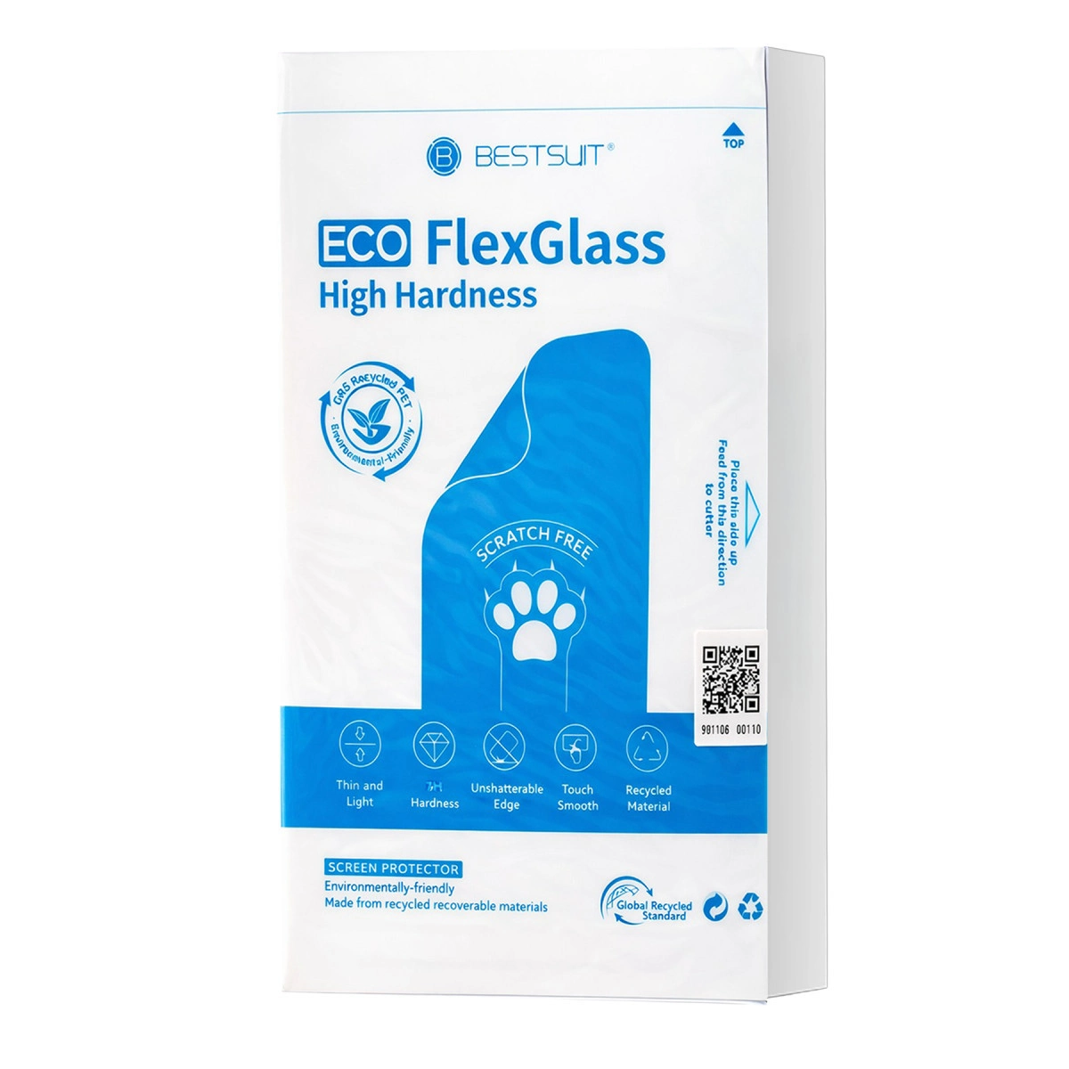 ECO FlexGlass Yüksek Sertlik ekran koruyucu ambalajı, çizilmez.