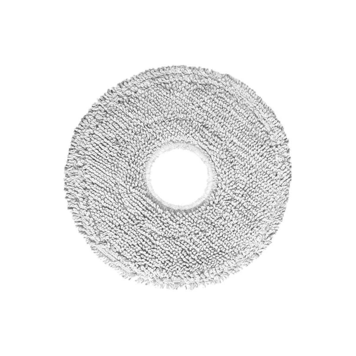 Szara, okrągła nakładka mopa z centralnym otworem i miękkimi włóknami.