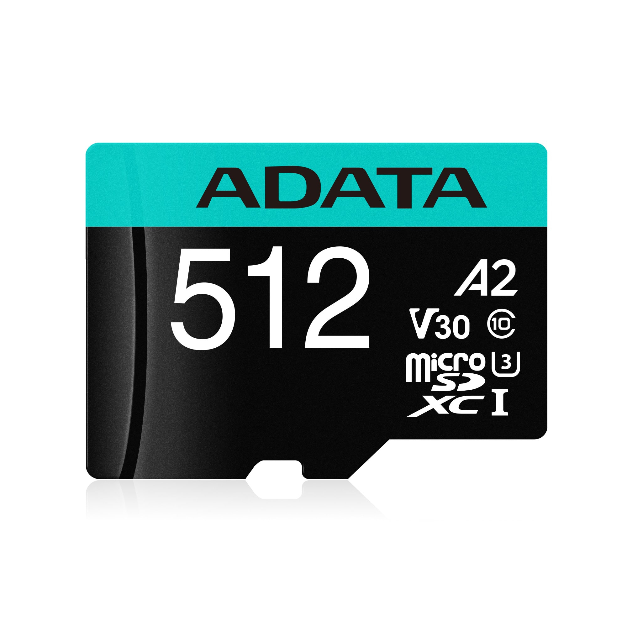 Scheda ADATA MicroSDXC da 512GB con marchi A2, V30, Classe 10.
