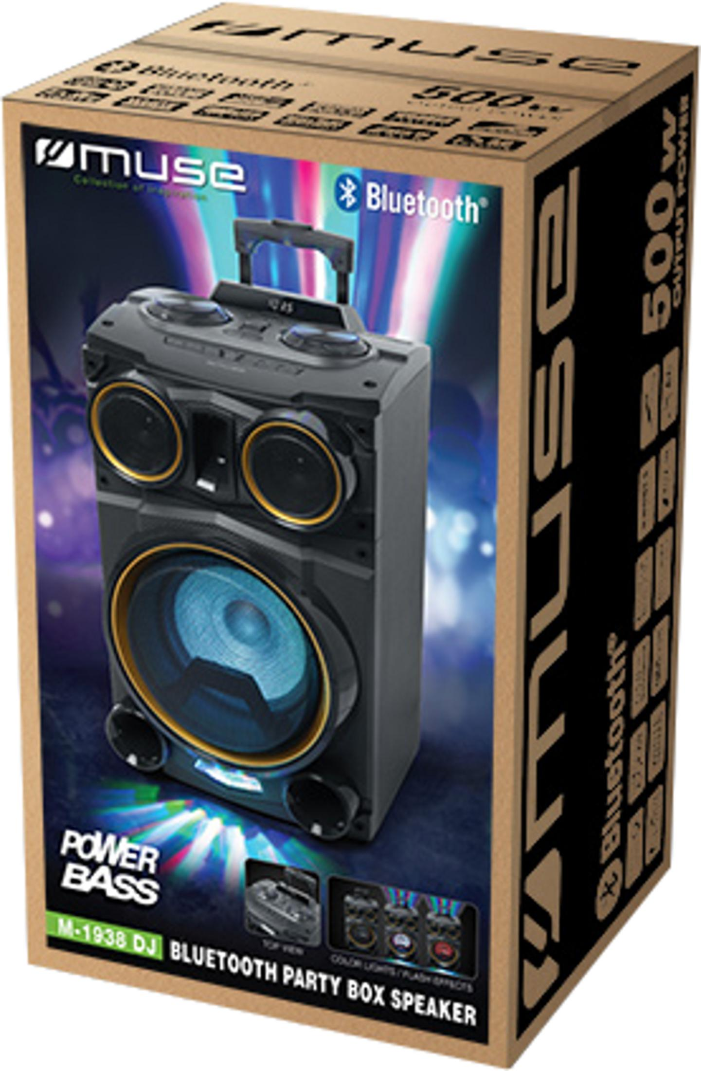 Cassa Bluetooth da festa Muse M-1938 DJ con 500W e luci.