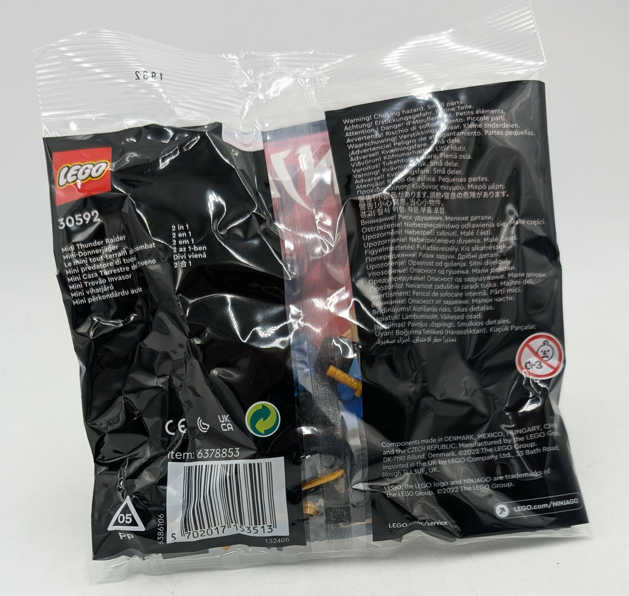 Sac LEGO avec blocs et avertissements. Numéro 30592.