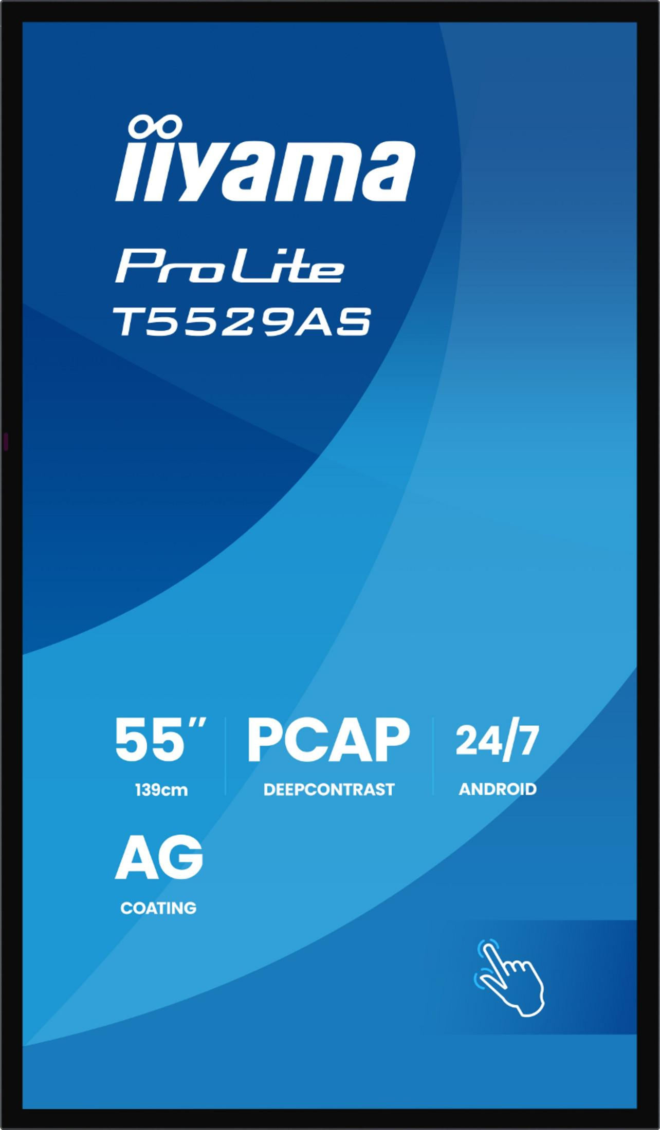 Iiyama ProLite T5529AS: 55" PCAP, 24/7, Deepcontrast, Android, AG-coating.